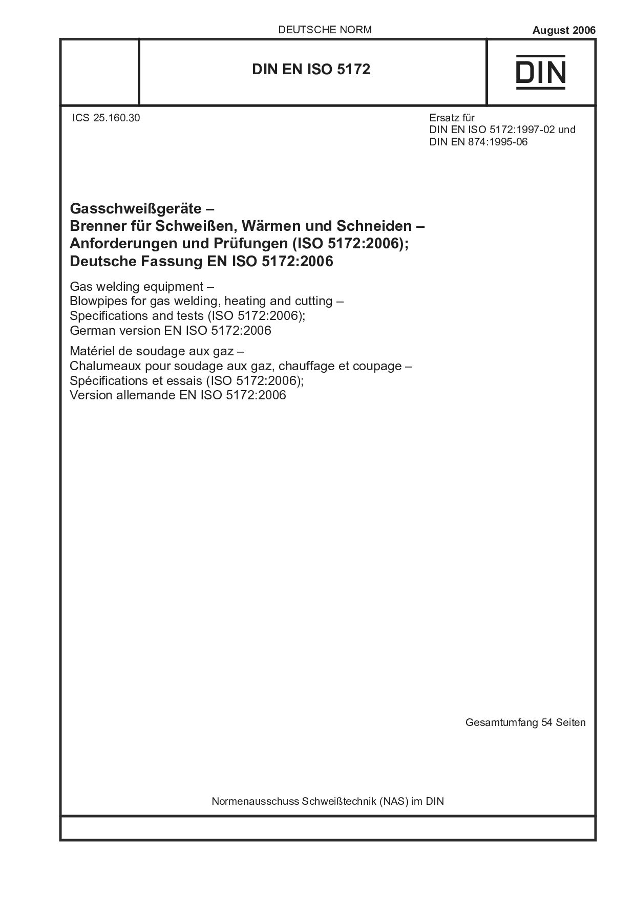 DIN EN ISO 5172:2006封面图