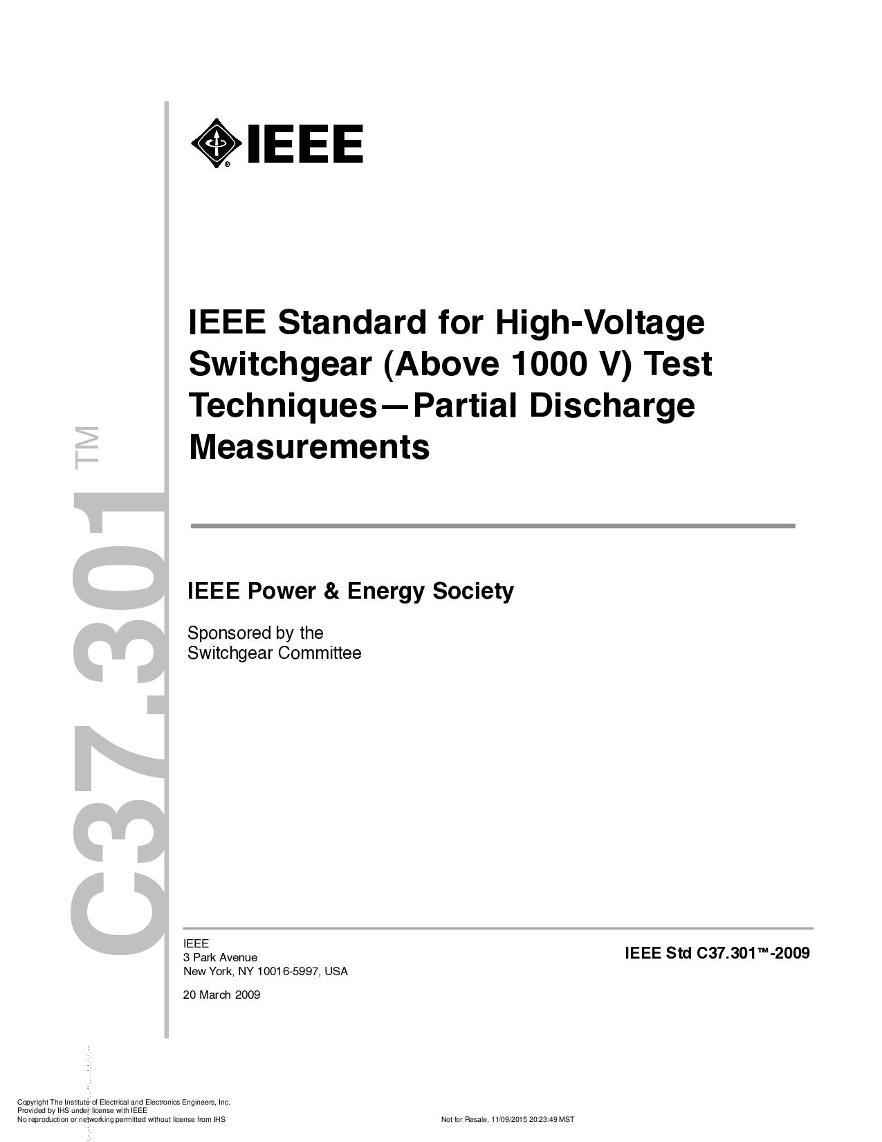 IEEE C37.301-2009封面图