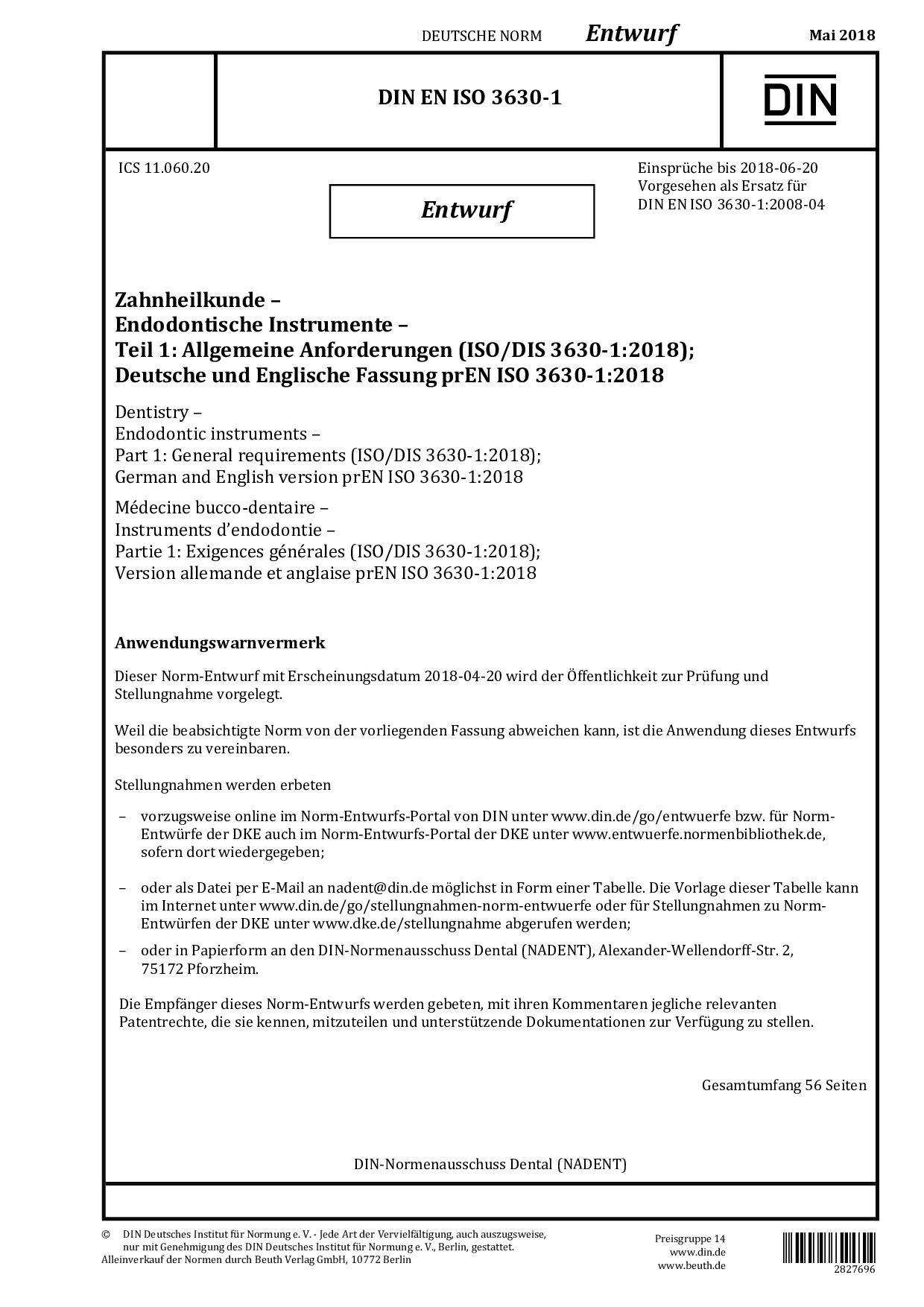 DIN EN ISO 3630-1 E:2018-05封面图