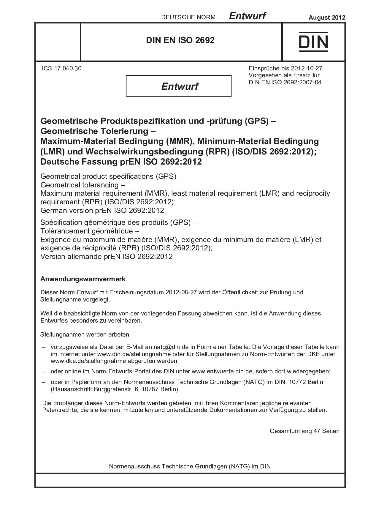 DIN EN ISO 2692 E:2012-08封面图