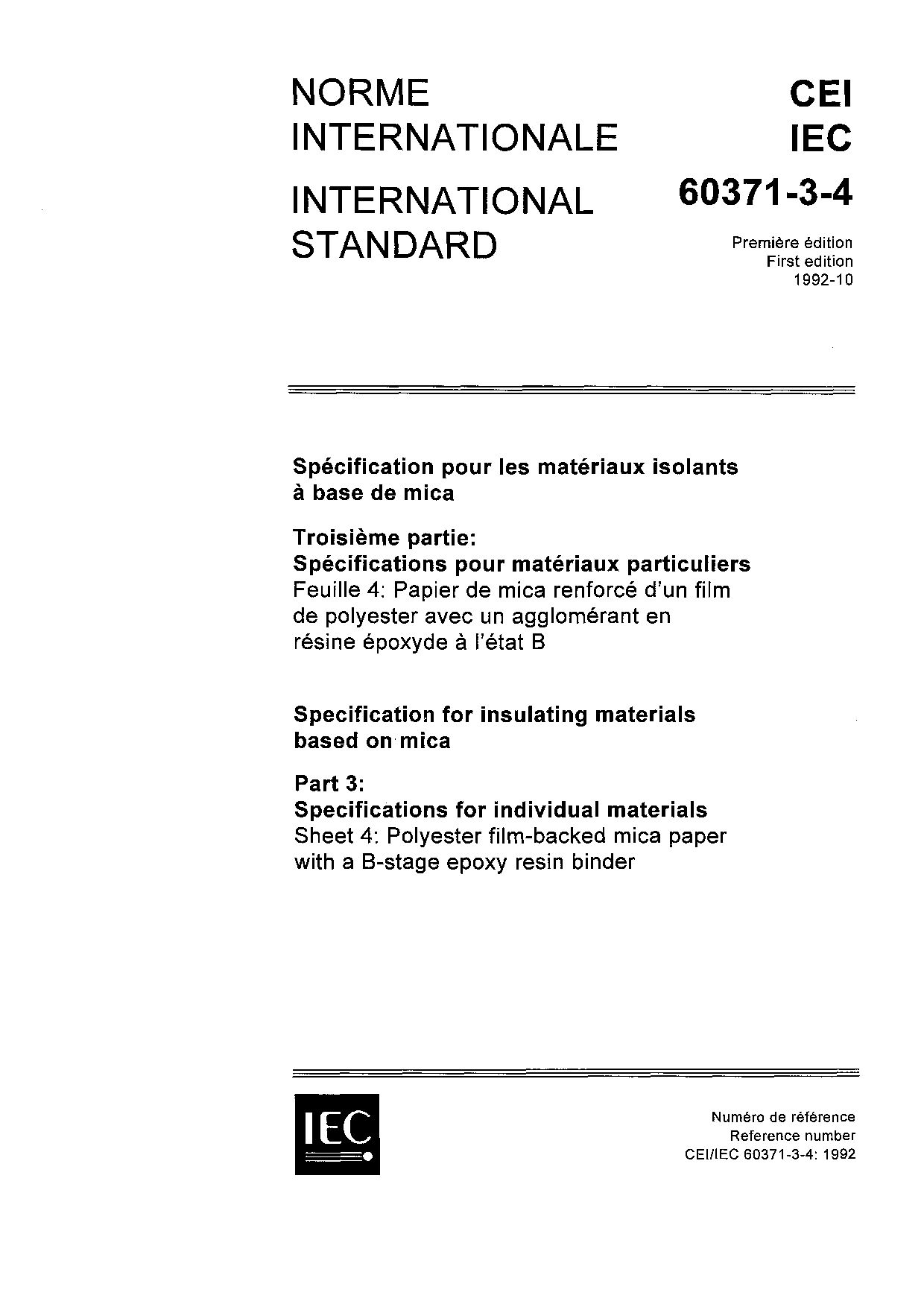 IEC 60371-3-4:1992封面图