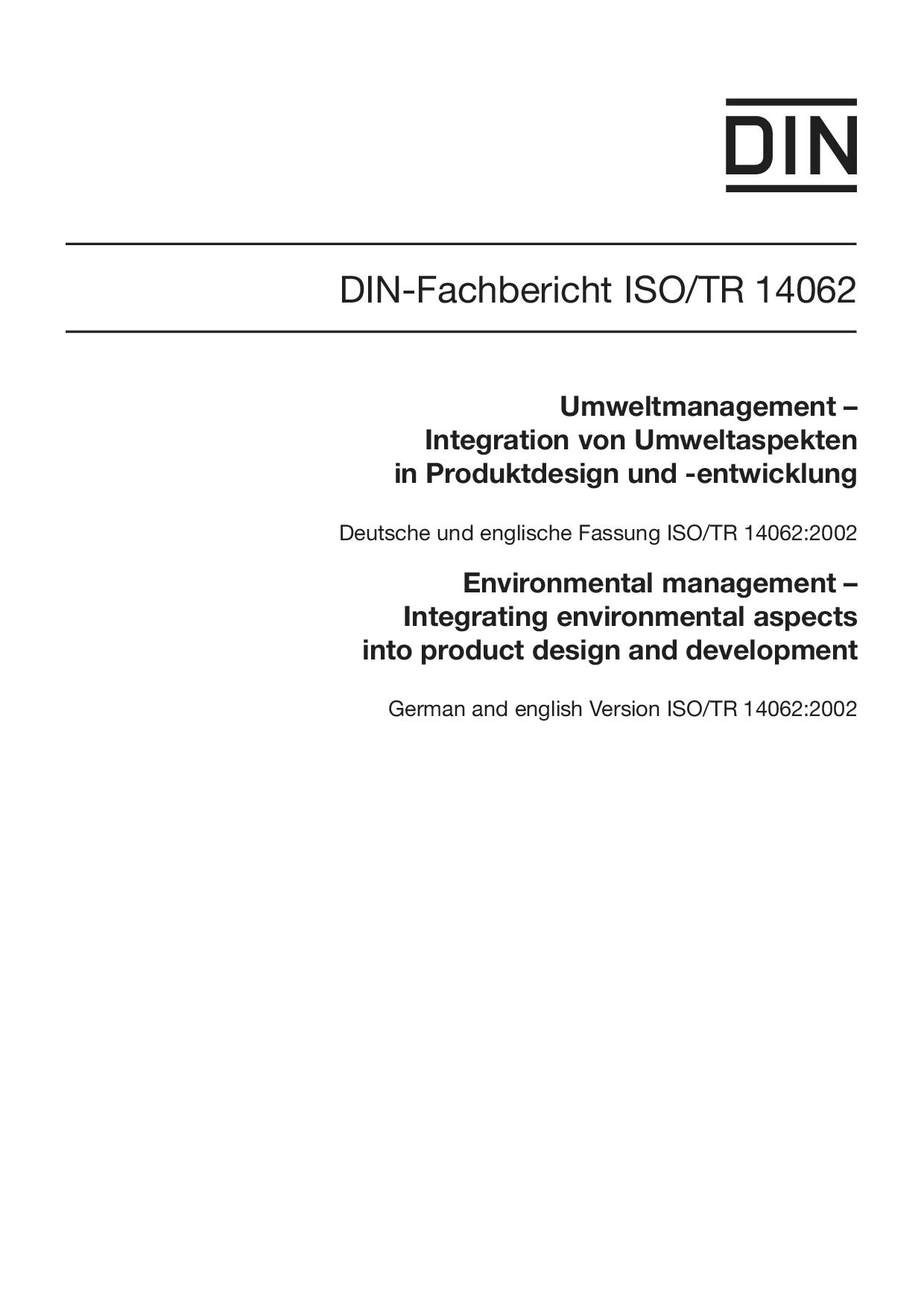DIN-Fachbericht ISO/TR 14062:2003