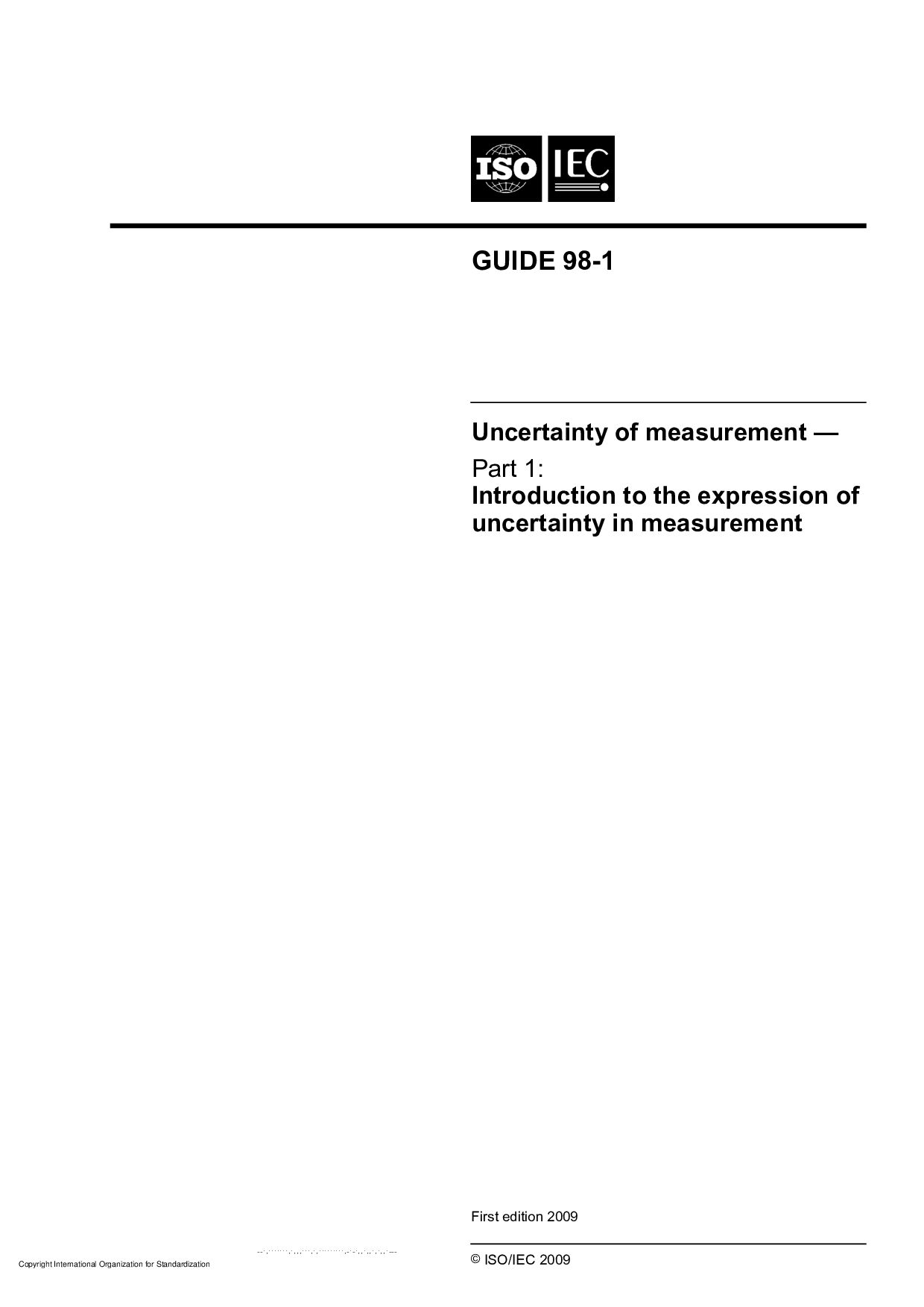ISO/IEC GUIDE 98-1:2009封面图