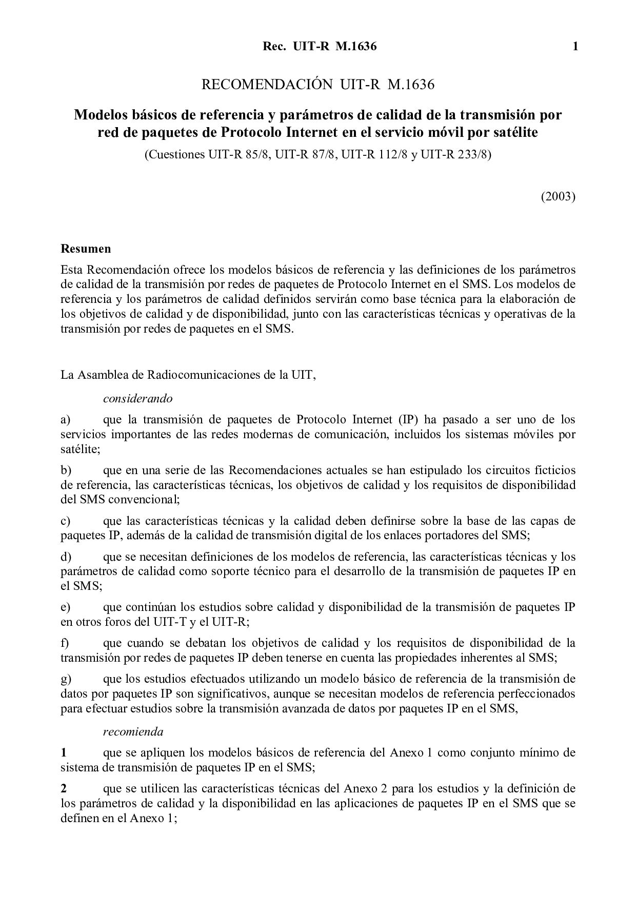 ITU-R M.1636 SPANISH-2003