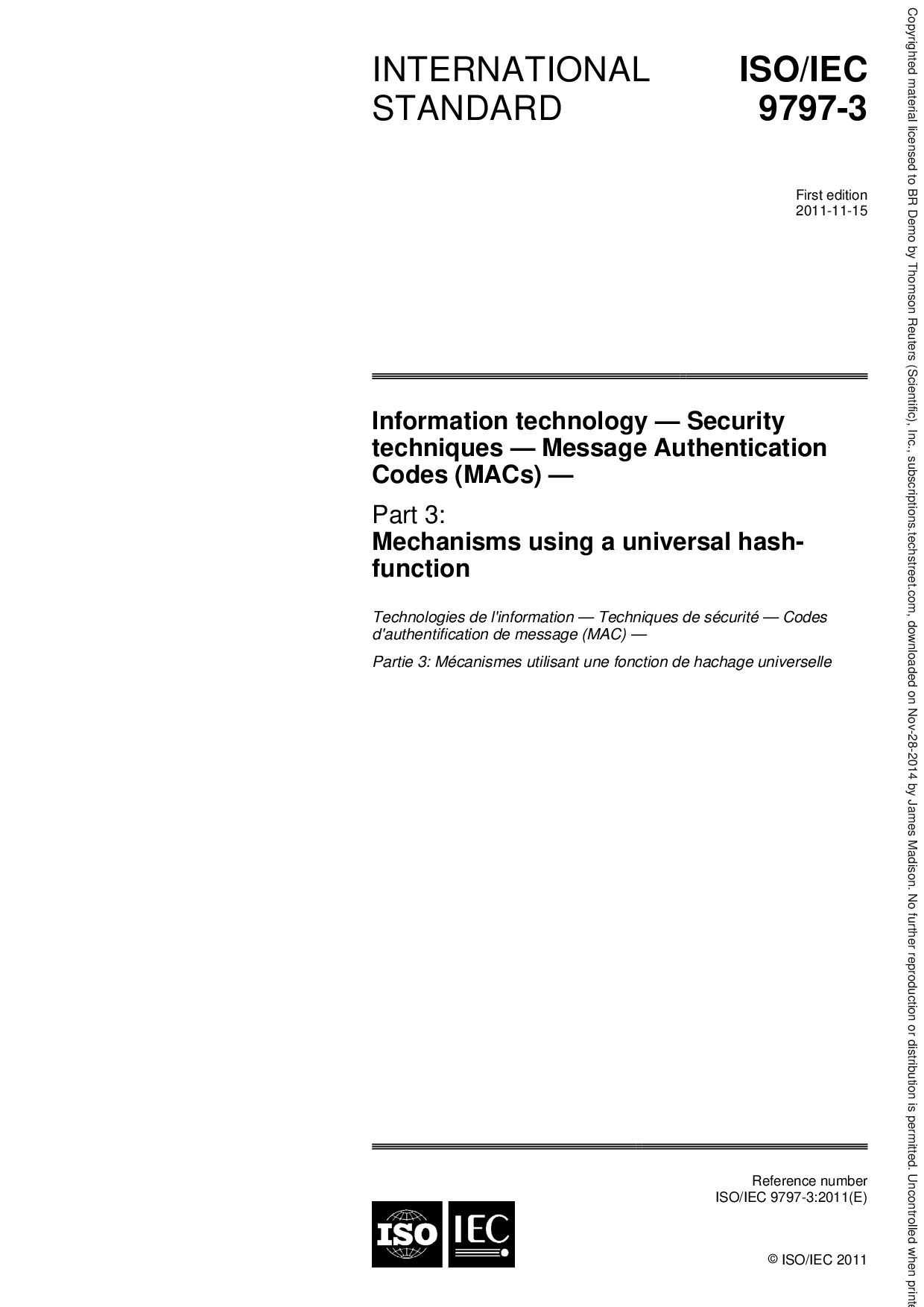 ISO/IEC 9797-3:2011封面图