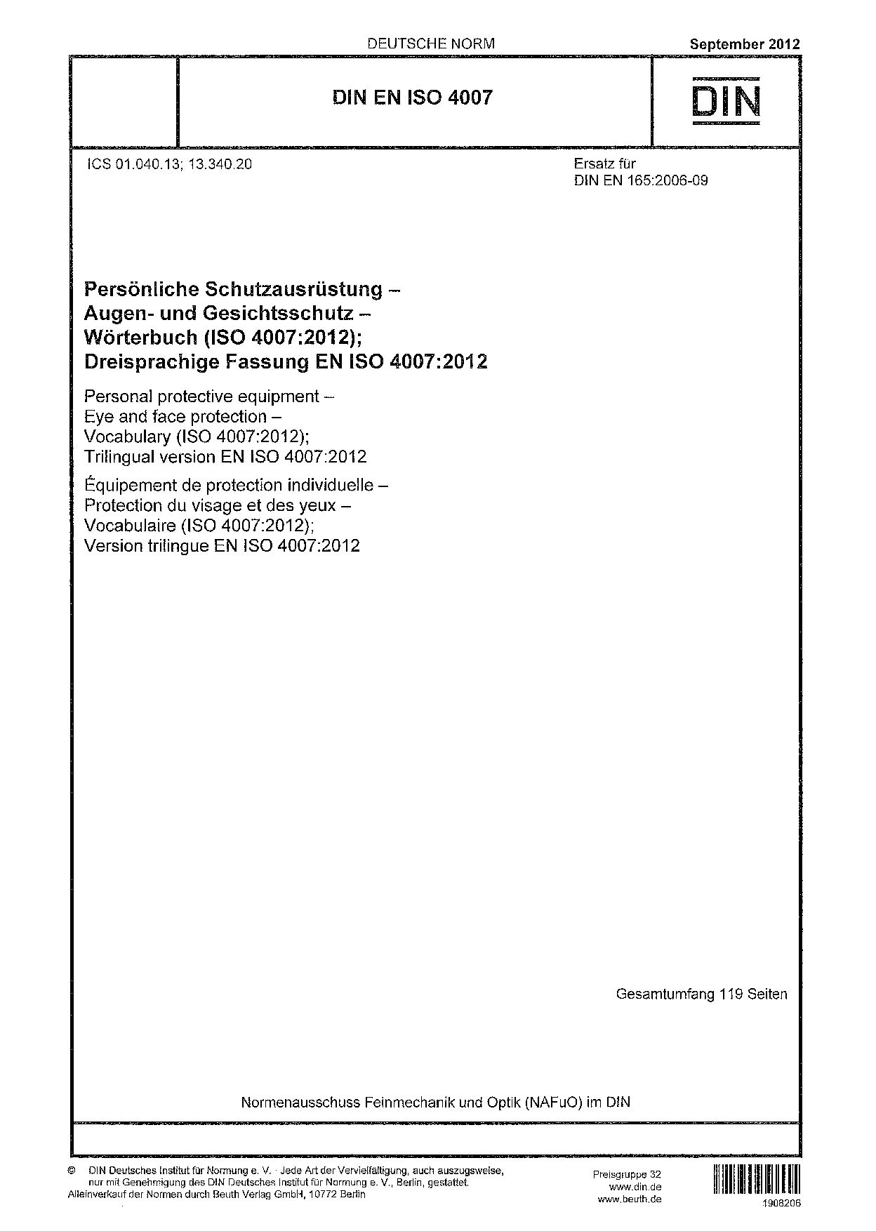 DIN EN ISO 4007-2012