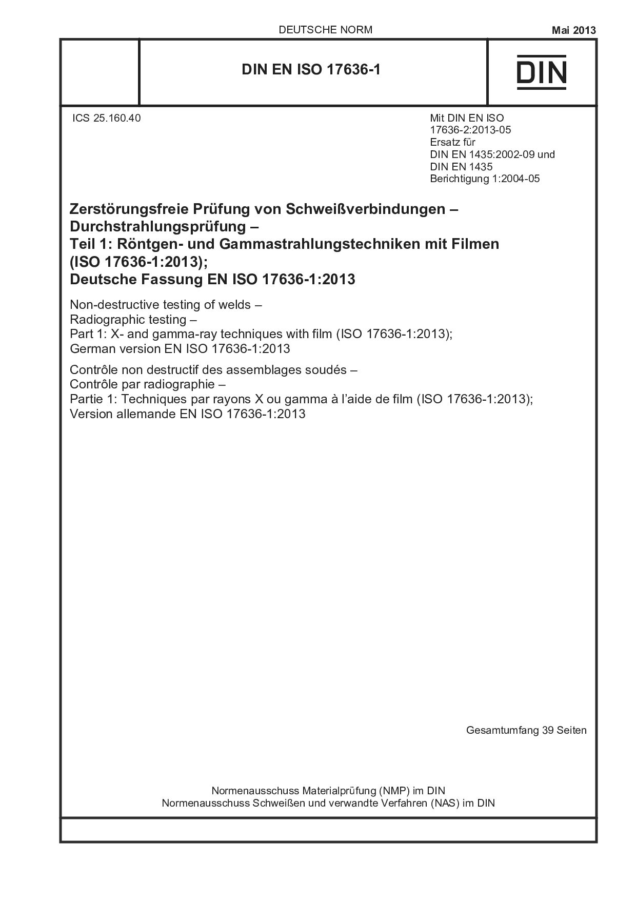 DIN EN ISO 17636-1:2013封面图