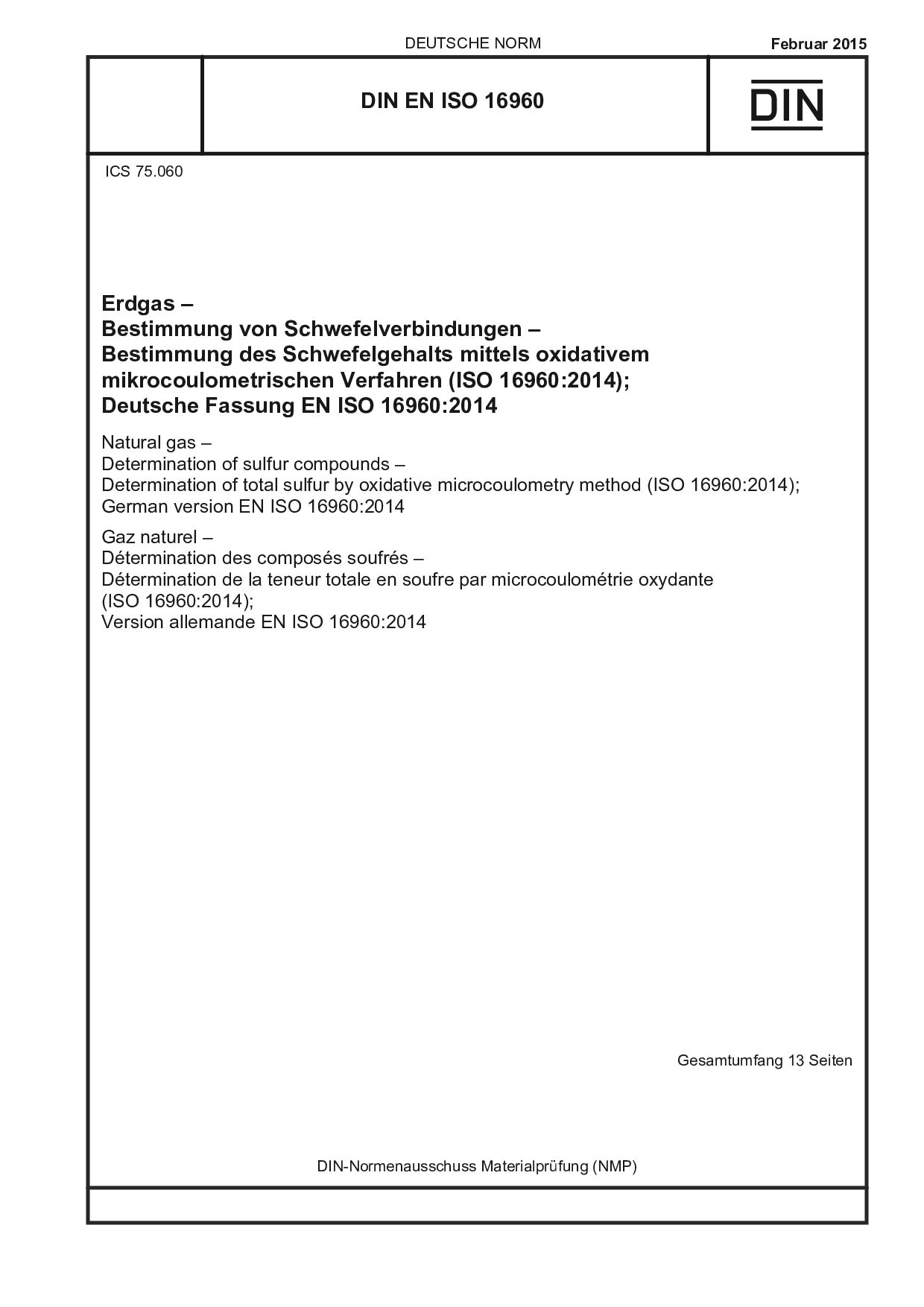 DIN EN ISO 16960:2015封面图
