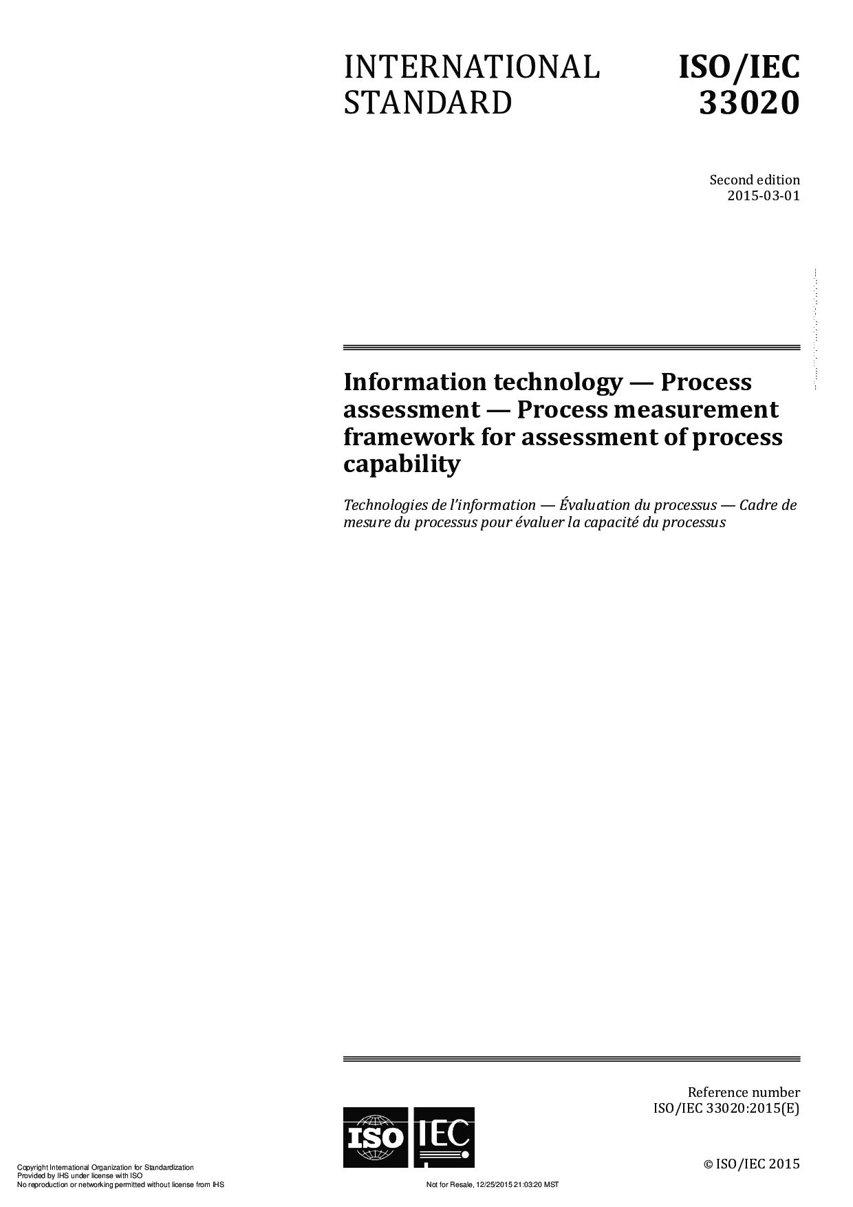 ISO/IEC 33020:2015封面图