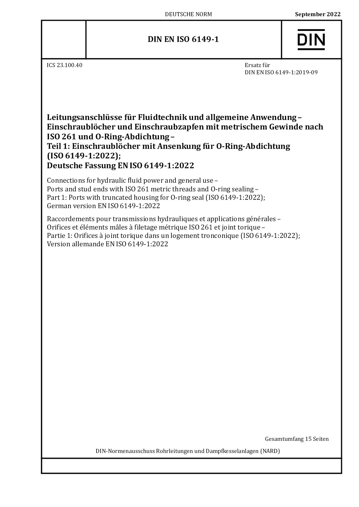 DIN EN ISO 6149-1:2022-09封面图
