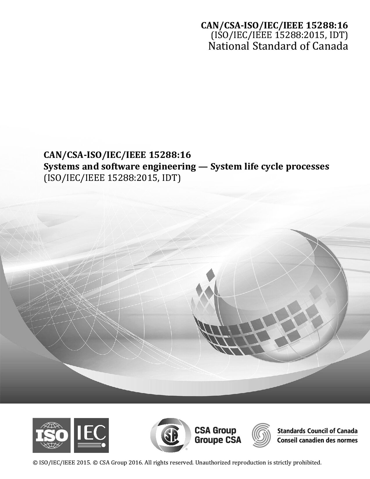 CAN/CSA-ISO/IEC/IEEE 15288:2016封面图