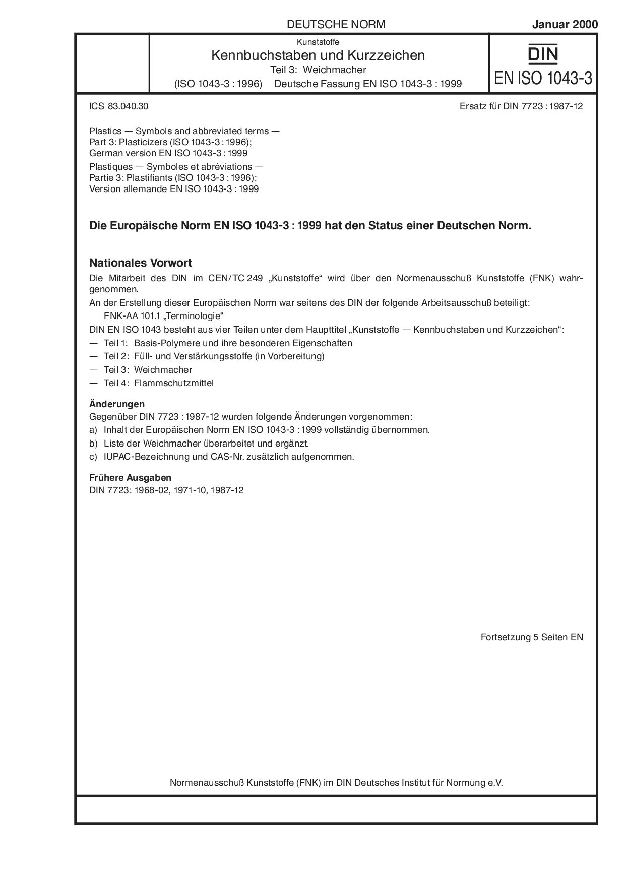 DIN EN ISO 1043-3:2000封面图