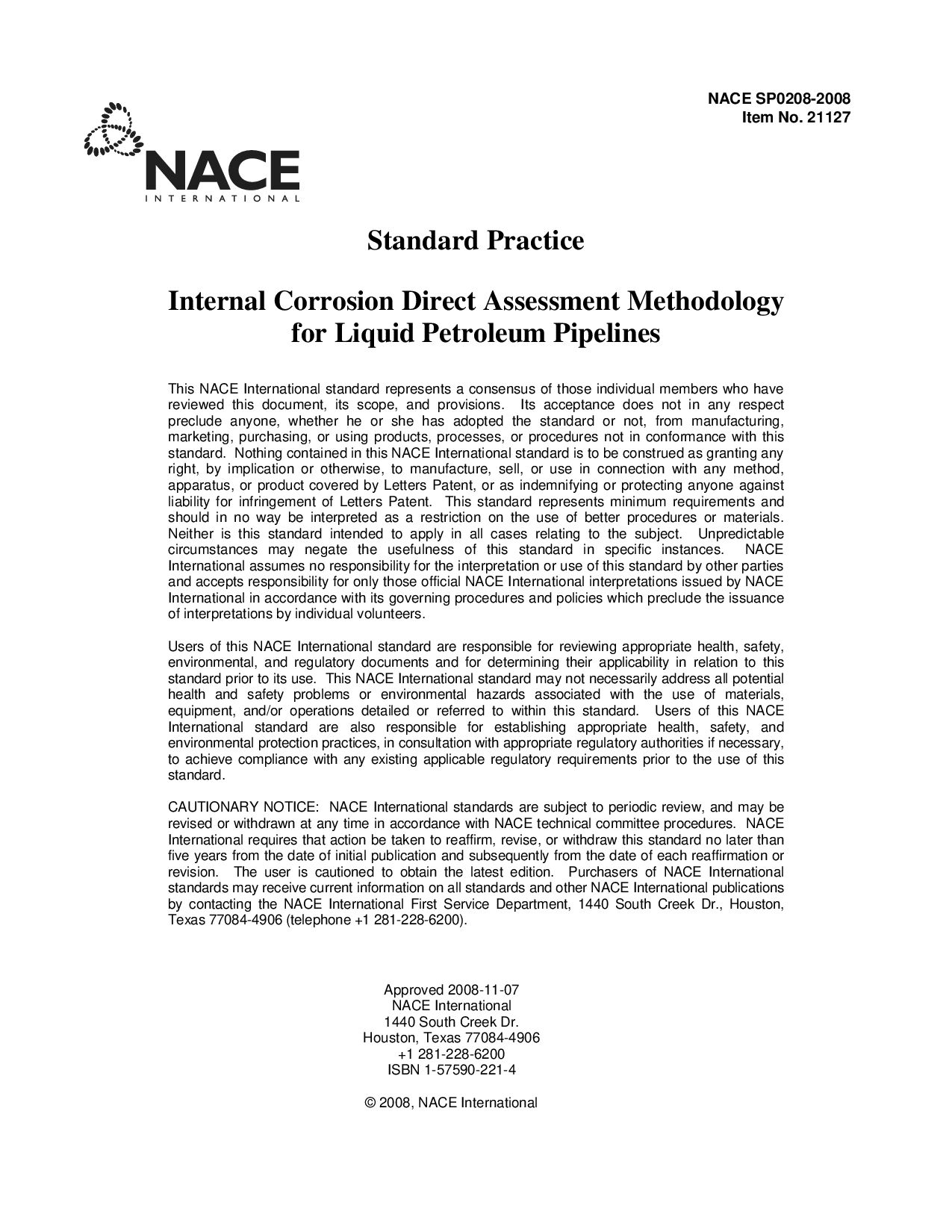 NACE SP0208-2008封面图