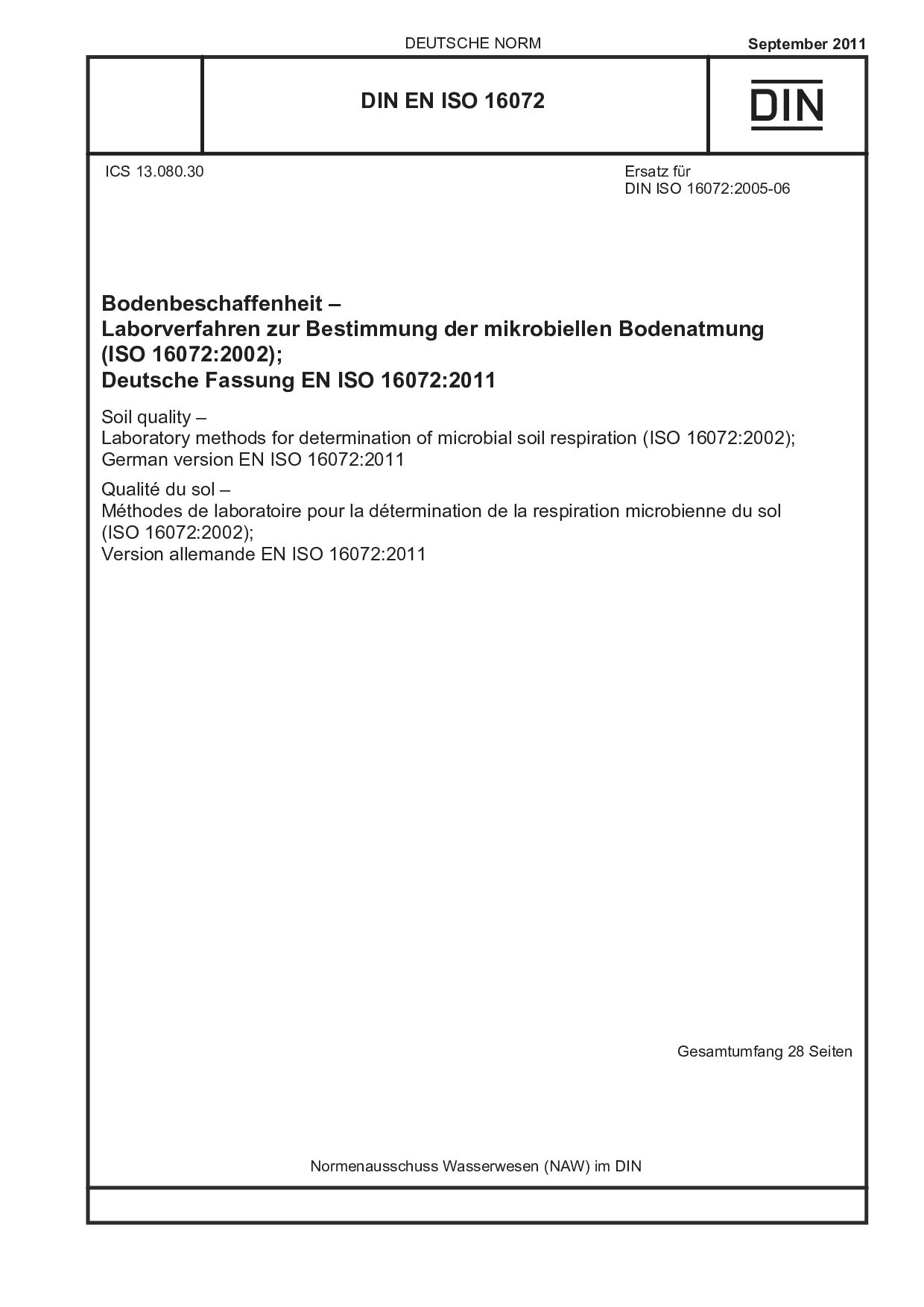 DIN EN ISO 16072:2011-09