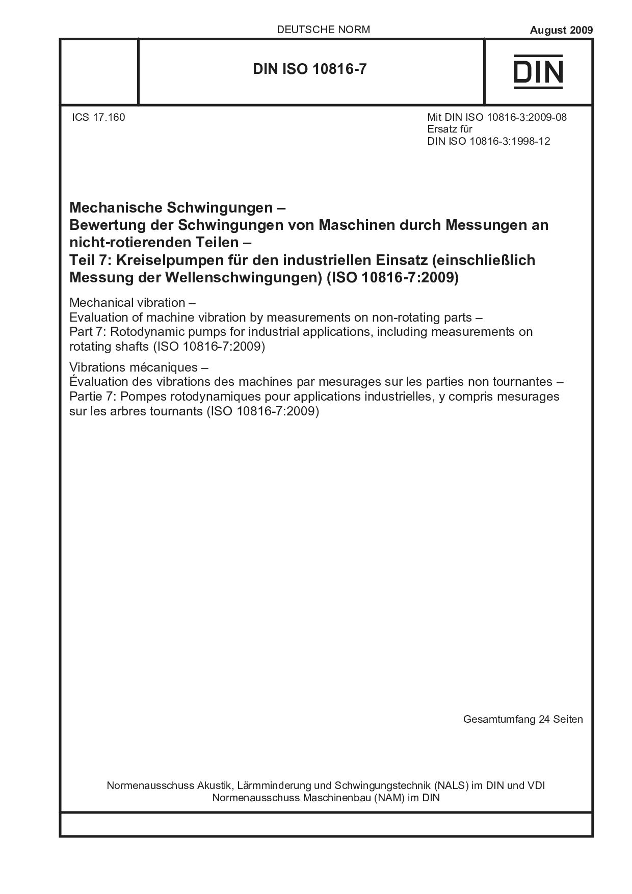 DIN ISO 10816-7:2009-08封面图