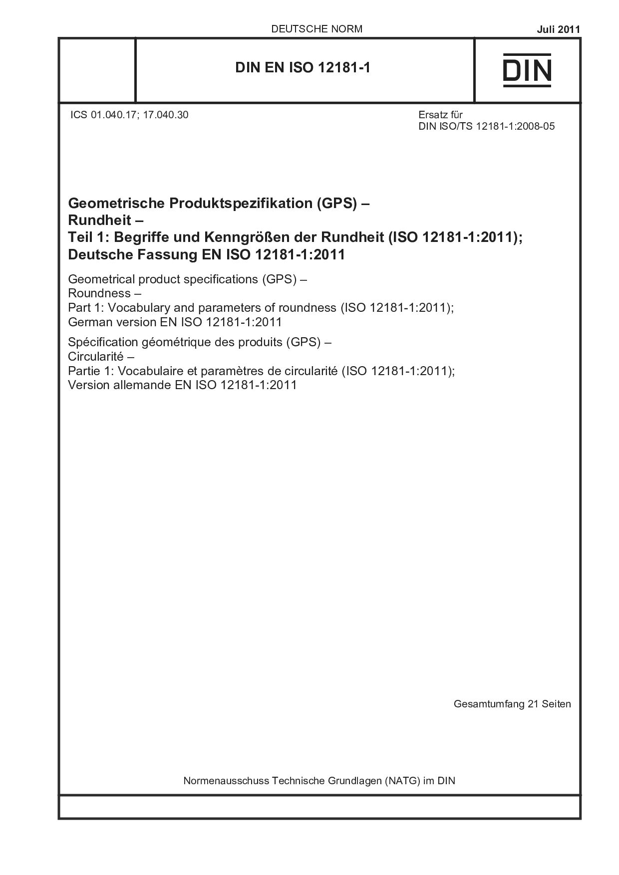 DIN EN ISO 12181-1:2011封面图