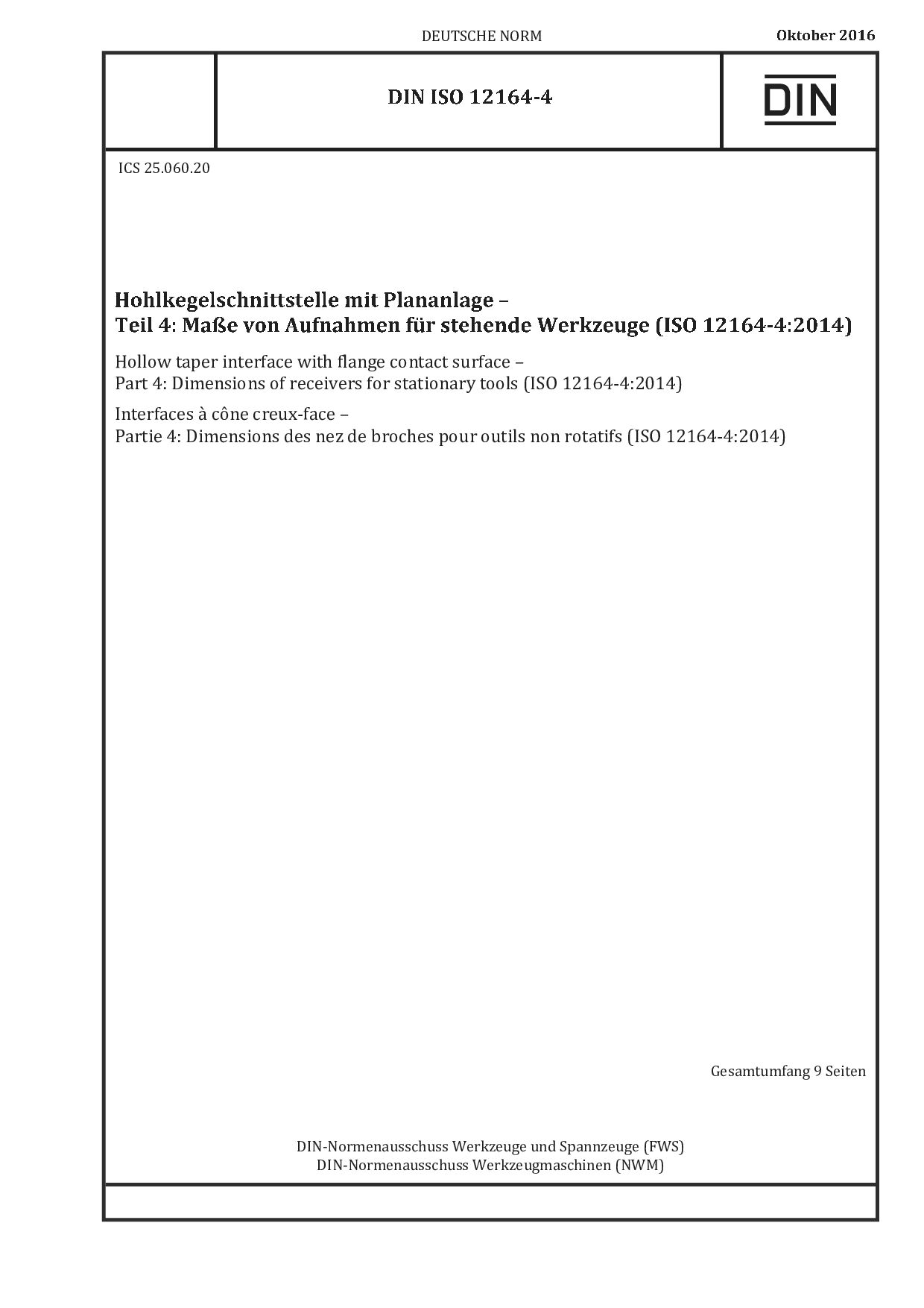 DIN ISO 12164-4:2016封面图