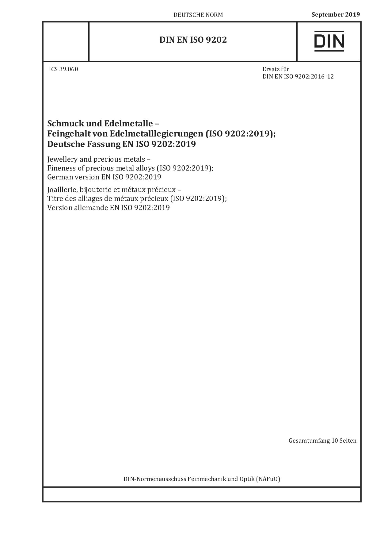 DIN EN ISO 9202:2019-09封面图