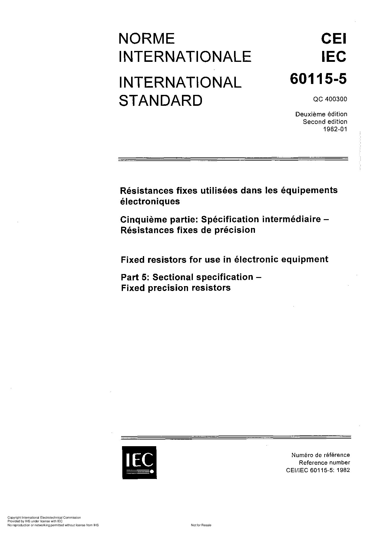 IEC 60115-5:1982