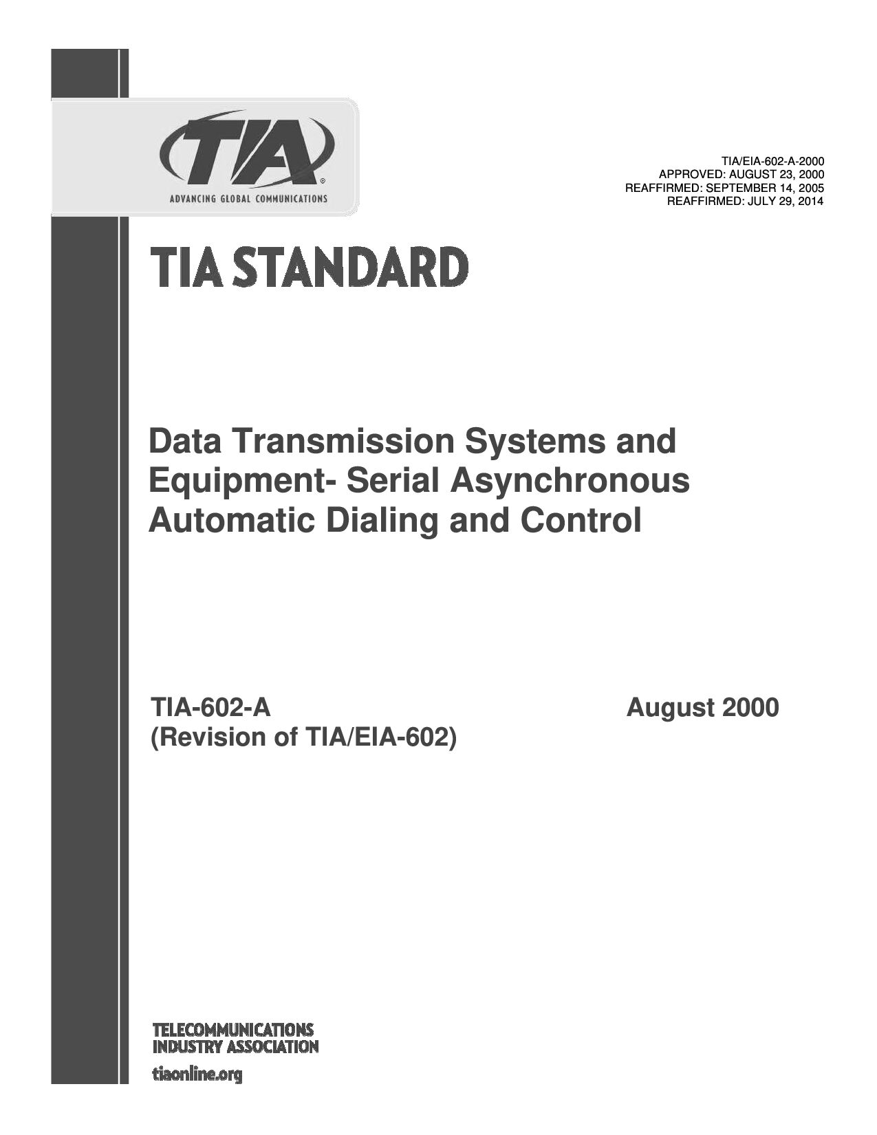 TIA EIA-602-A-2000(2014)