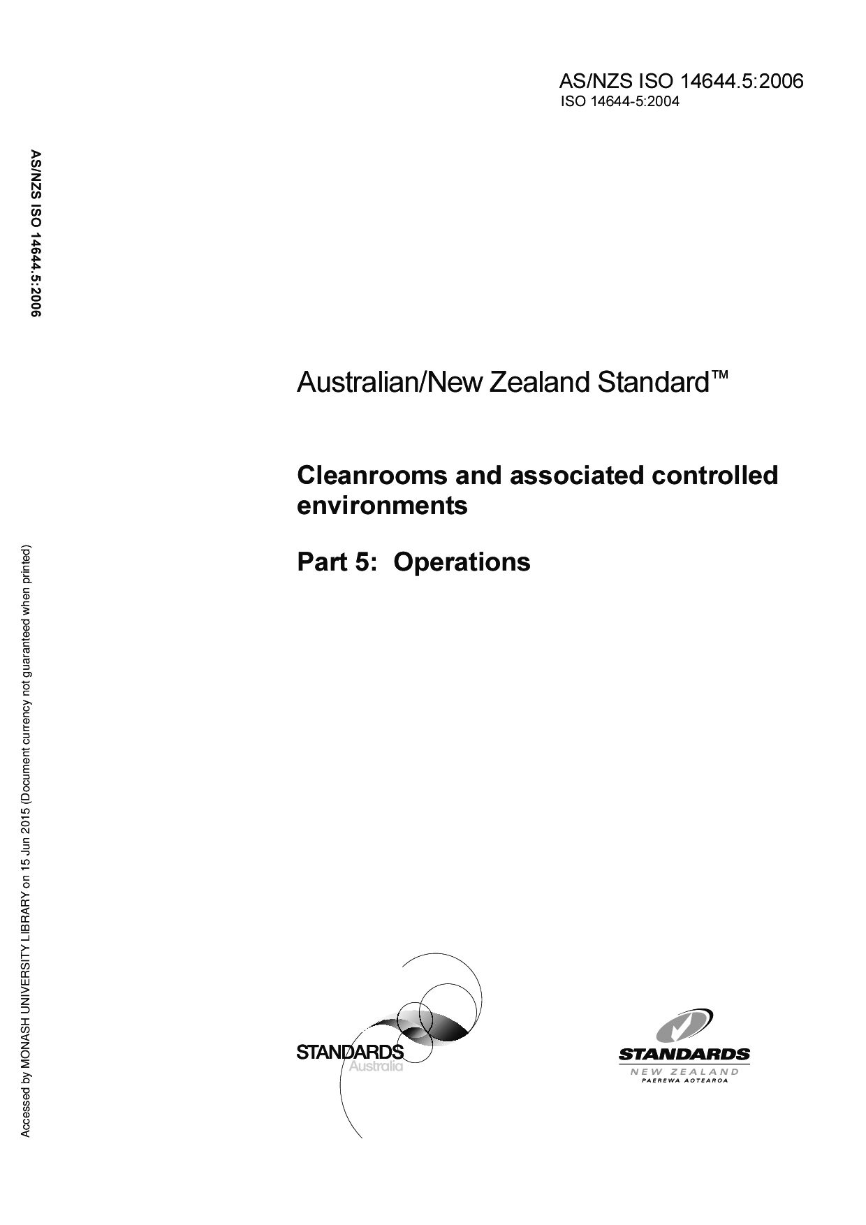 AS/NZS ISO 14644.5:2006封面图
