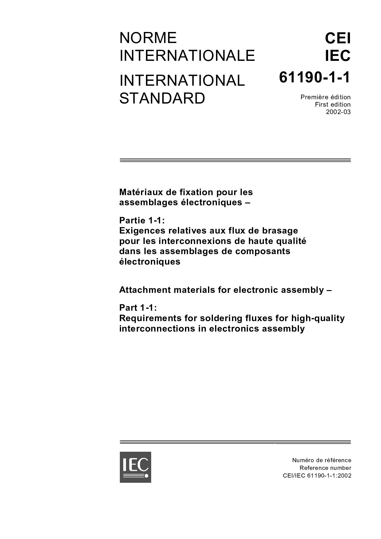 IEC 61190-1-1:2002封面图
