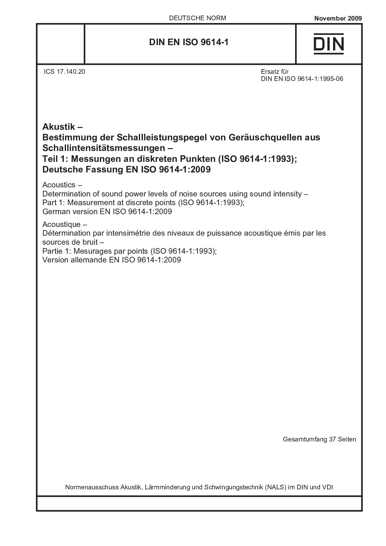 DIN EN ISO 9614-1:2009封面图