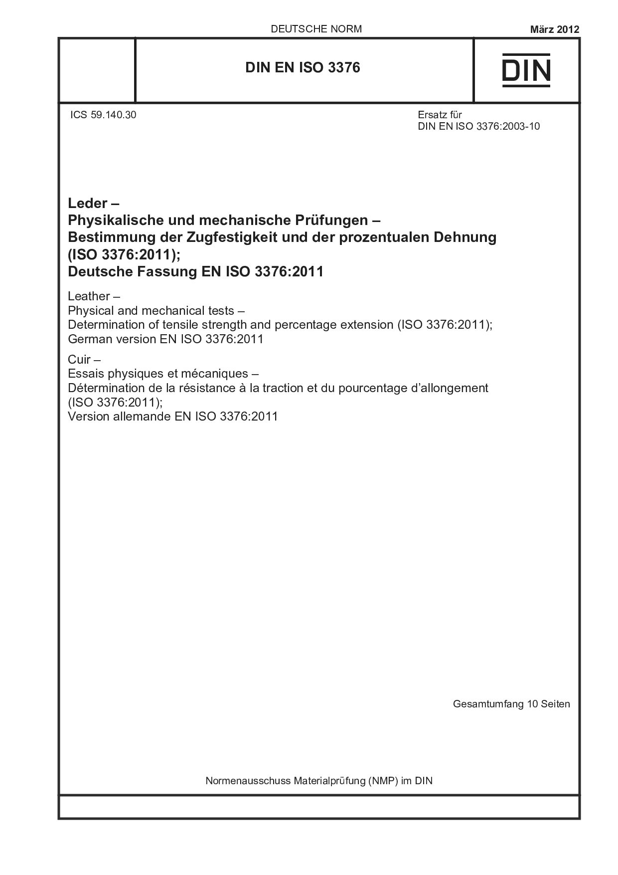 DIN EN ISO 3376:2012封面图