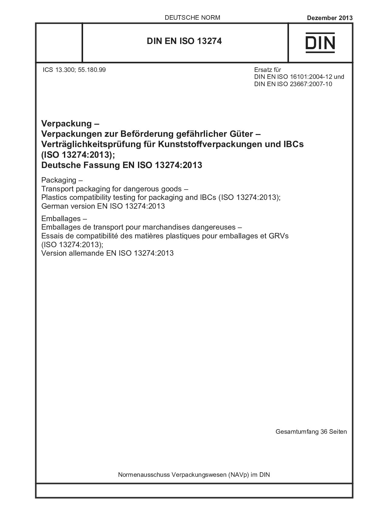 DIN EN ISO 13274:2013封面图