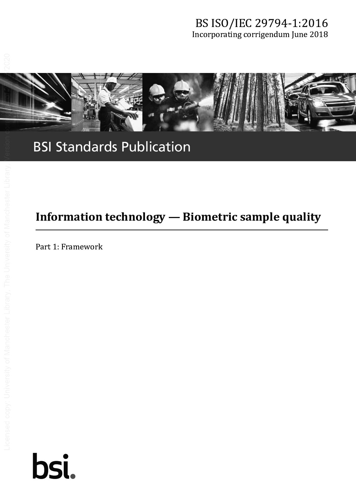BS ISO/IEC 29794-1:2016(2018)封面图