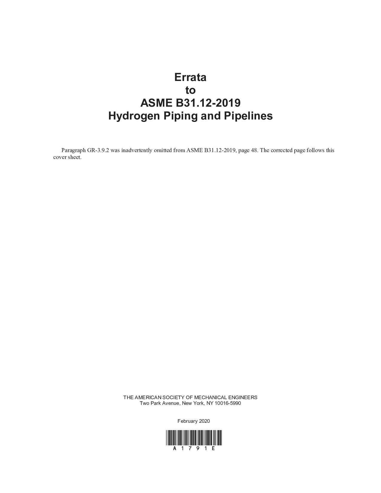 ASME B31.12-2019/errata-2020