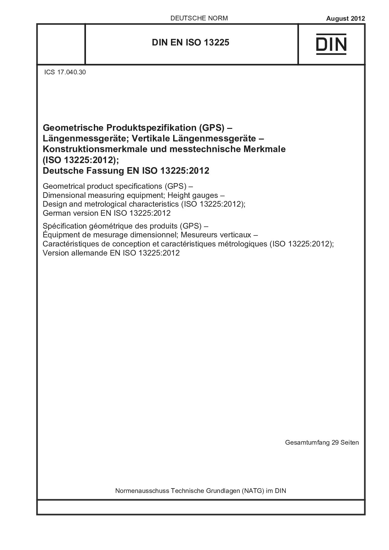 DIN EN ISO 13225:2012-08封面图