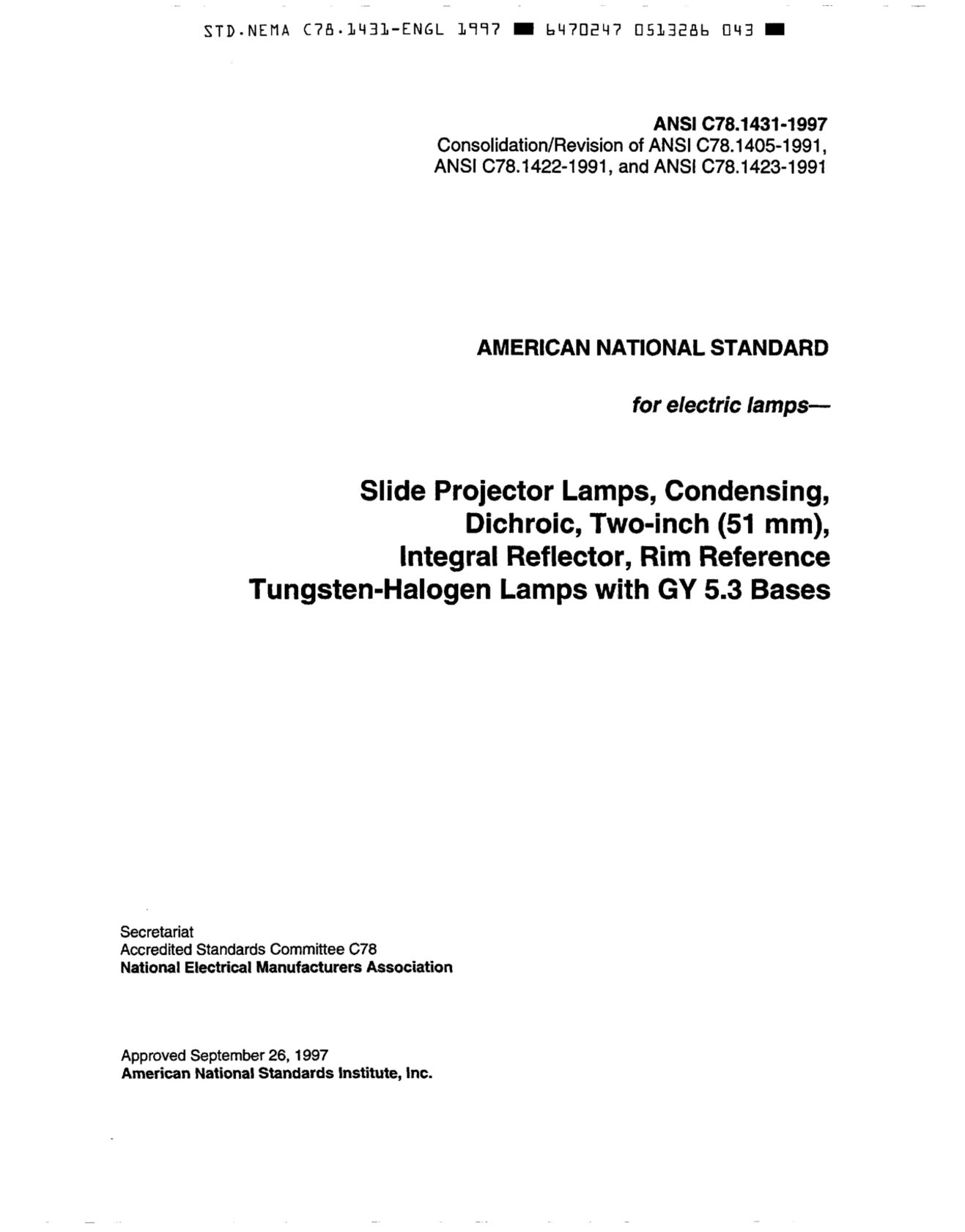 ANSI C78.1431-1997