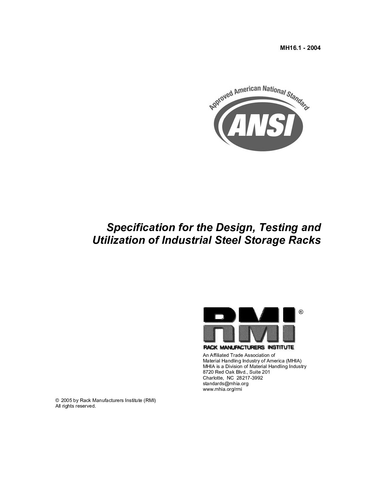 ANSI MH16.1-2004封面图