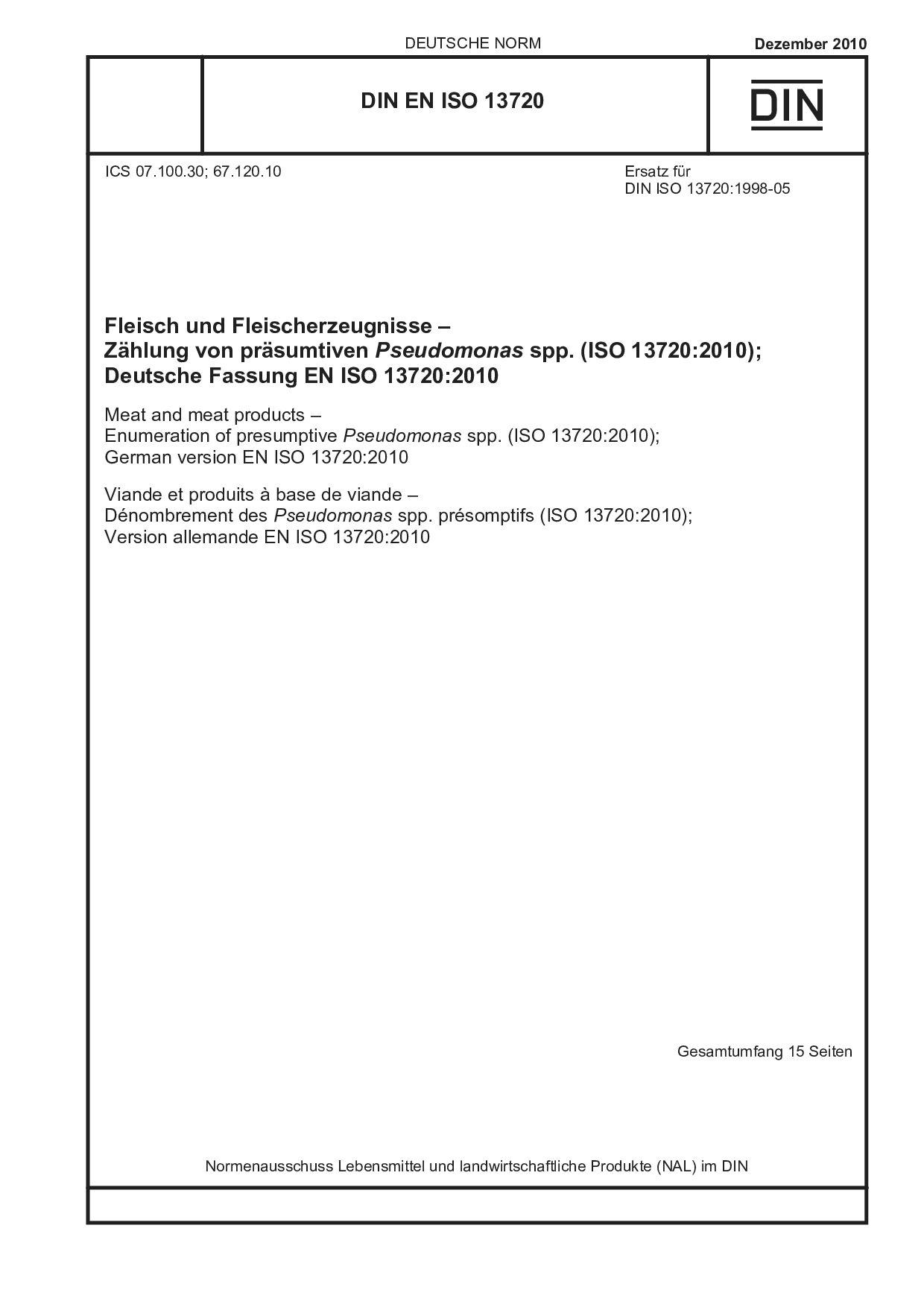 DIN EN ISO 13720:2010封面图