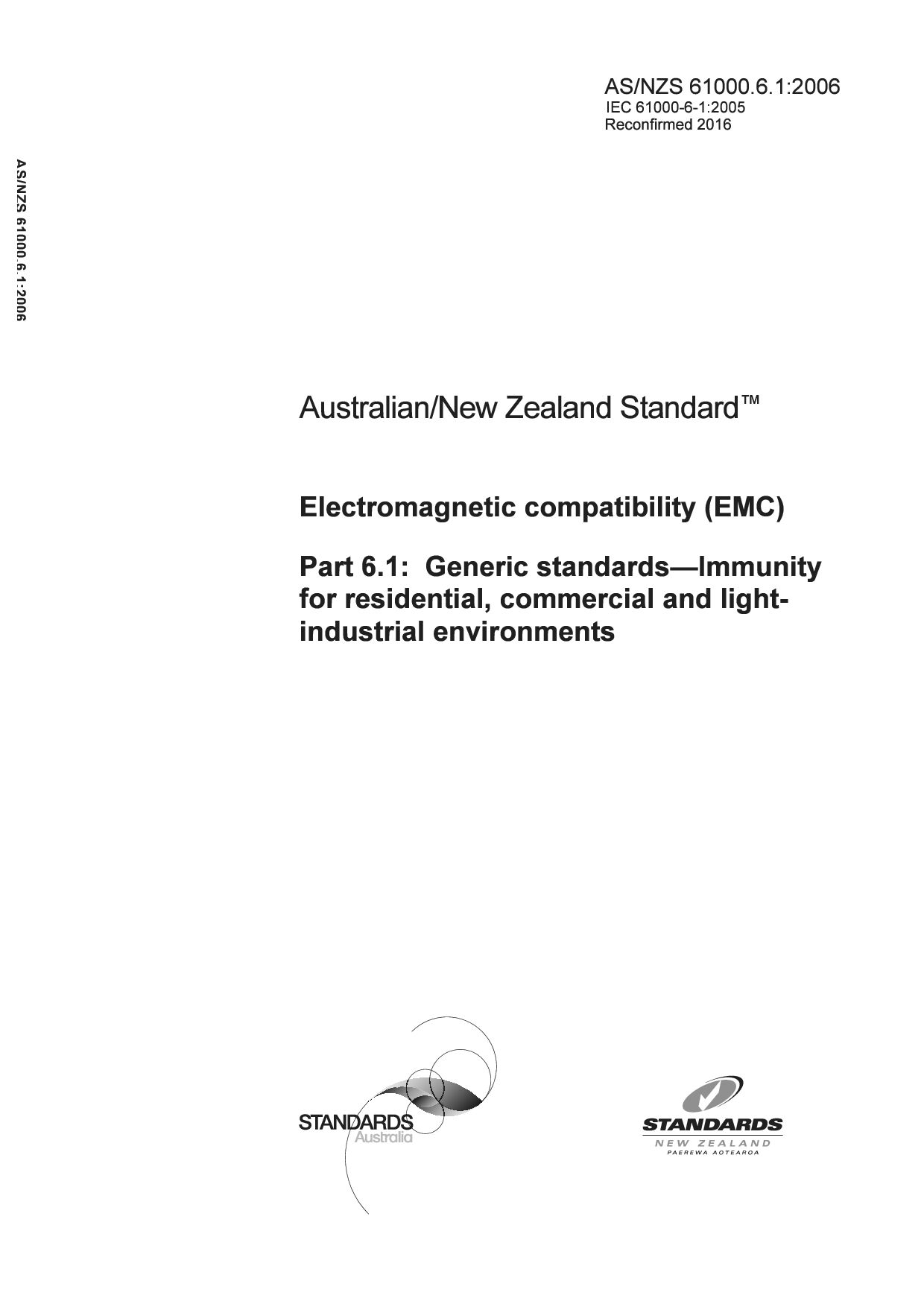 AS/NZS 61000.6.1:2006(R2016)封面图