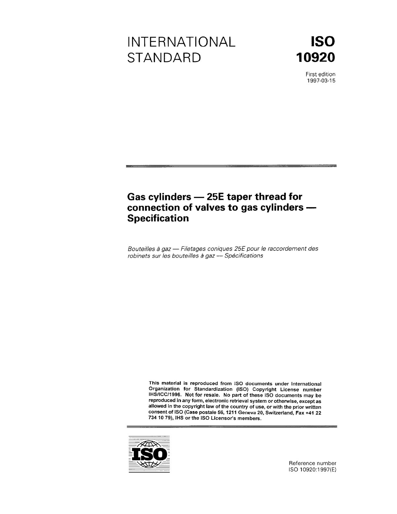 ISO 10920:1997封面图