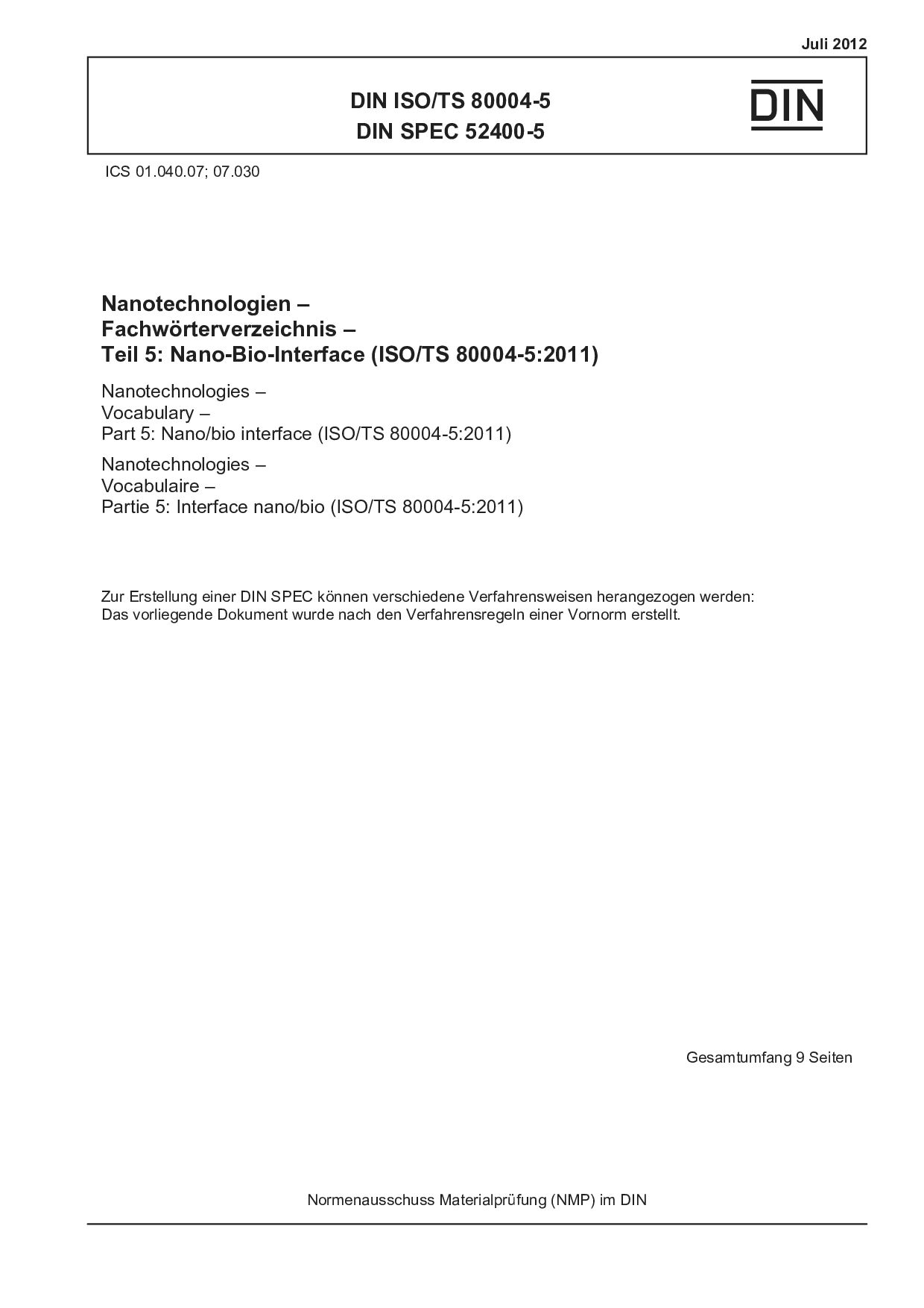 DIN ISO/TS 80004-5:2012
