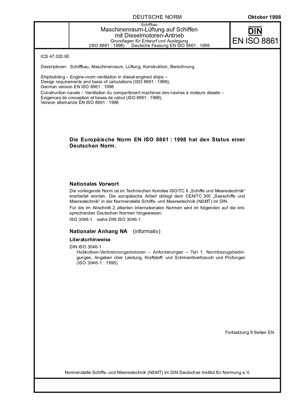 DIN EN ISO 8861:1998-10封面图