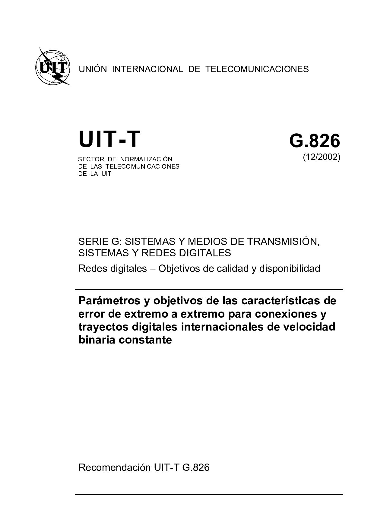 ITU-T G.826 SPANISH-2002封面图