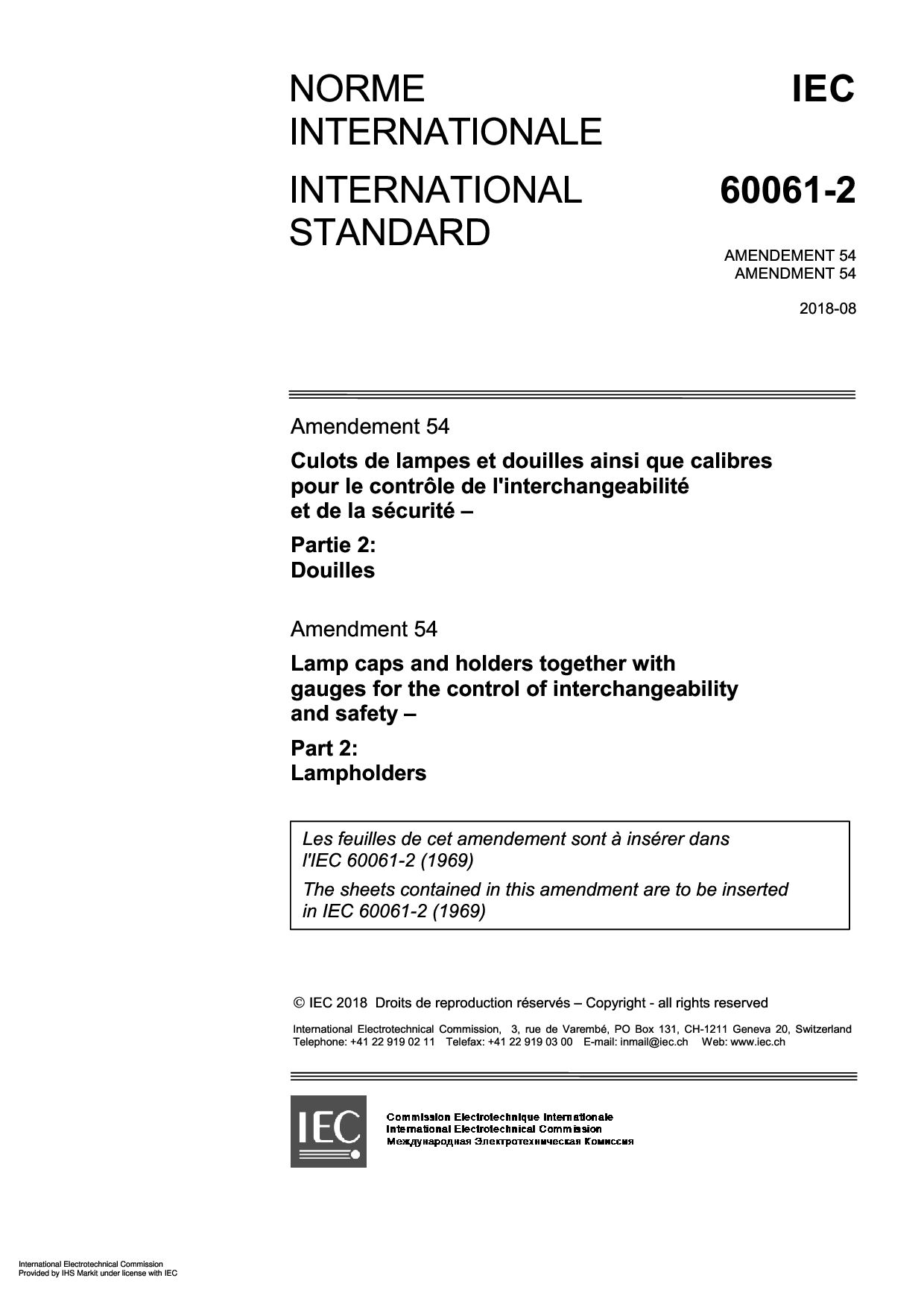 IEC 60061-2:1969/AMD54:2018