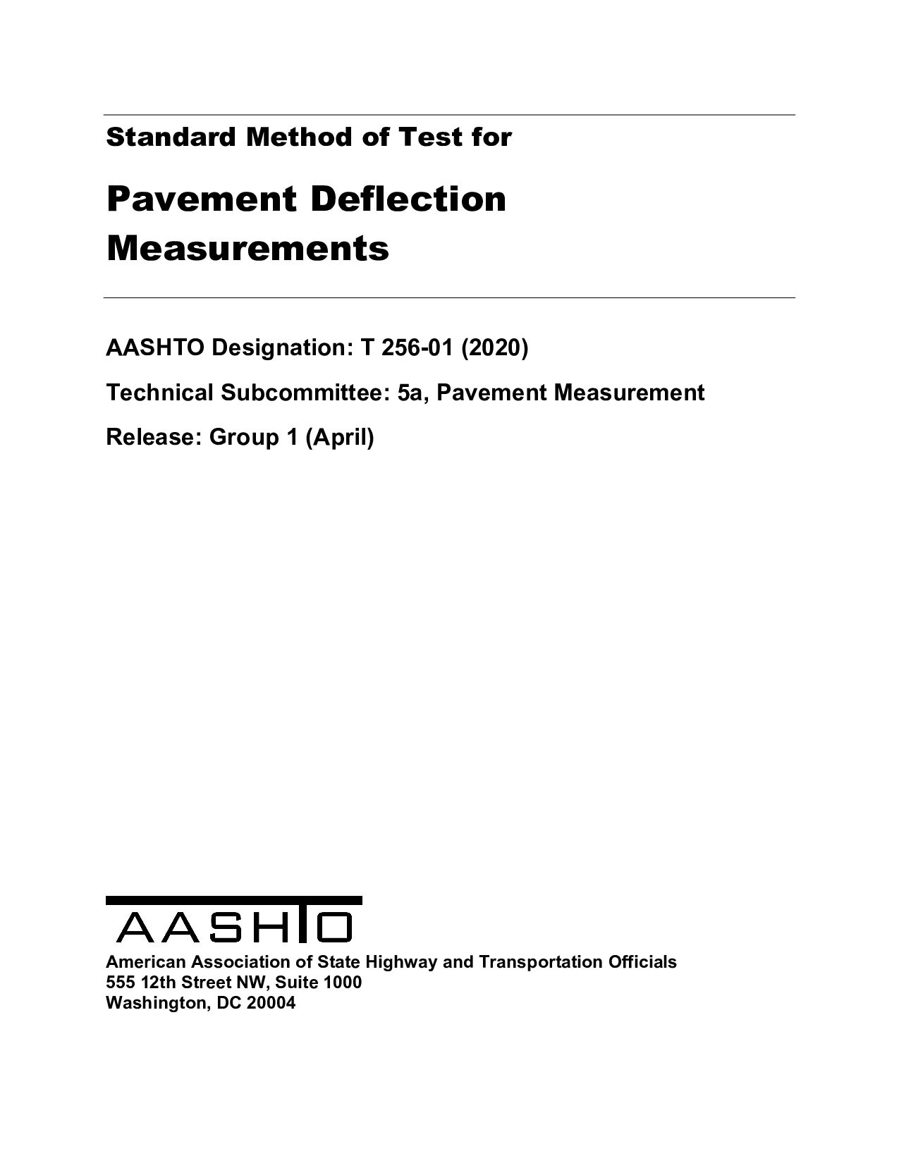 AASHTO T 256-2001(R2020)封面图
