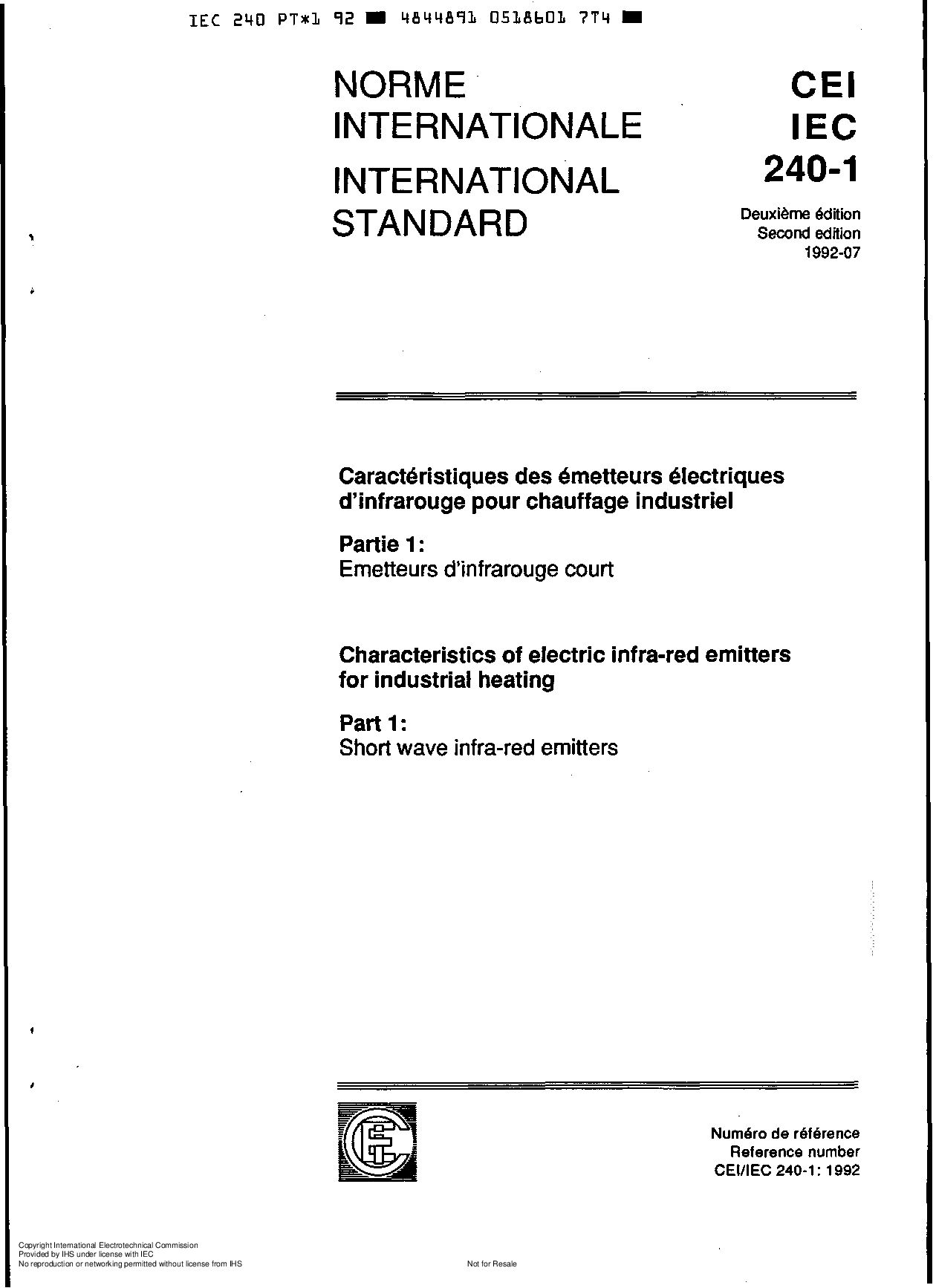 IEC 60240-1:1992封面图