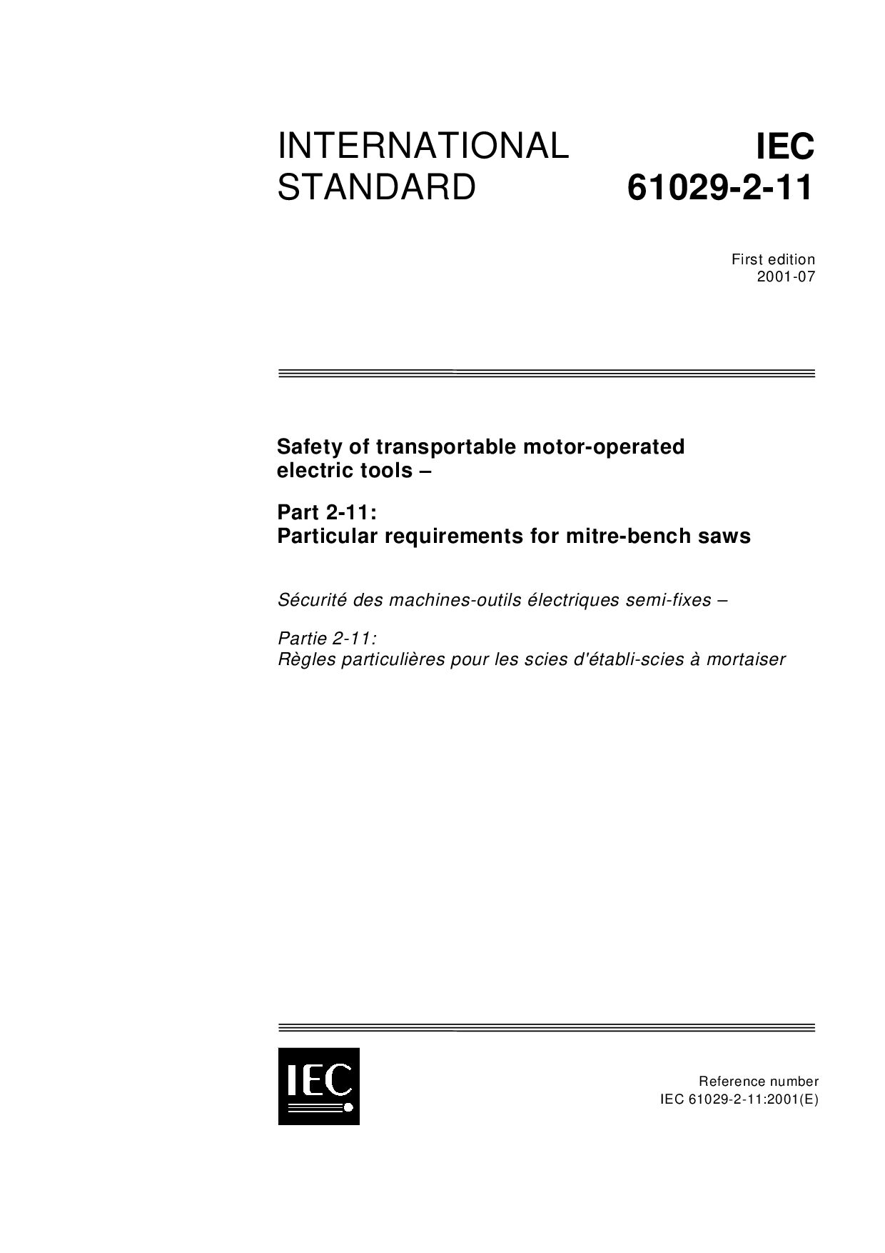 IEC 61029-2-11:2001封面图