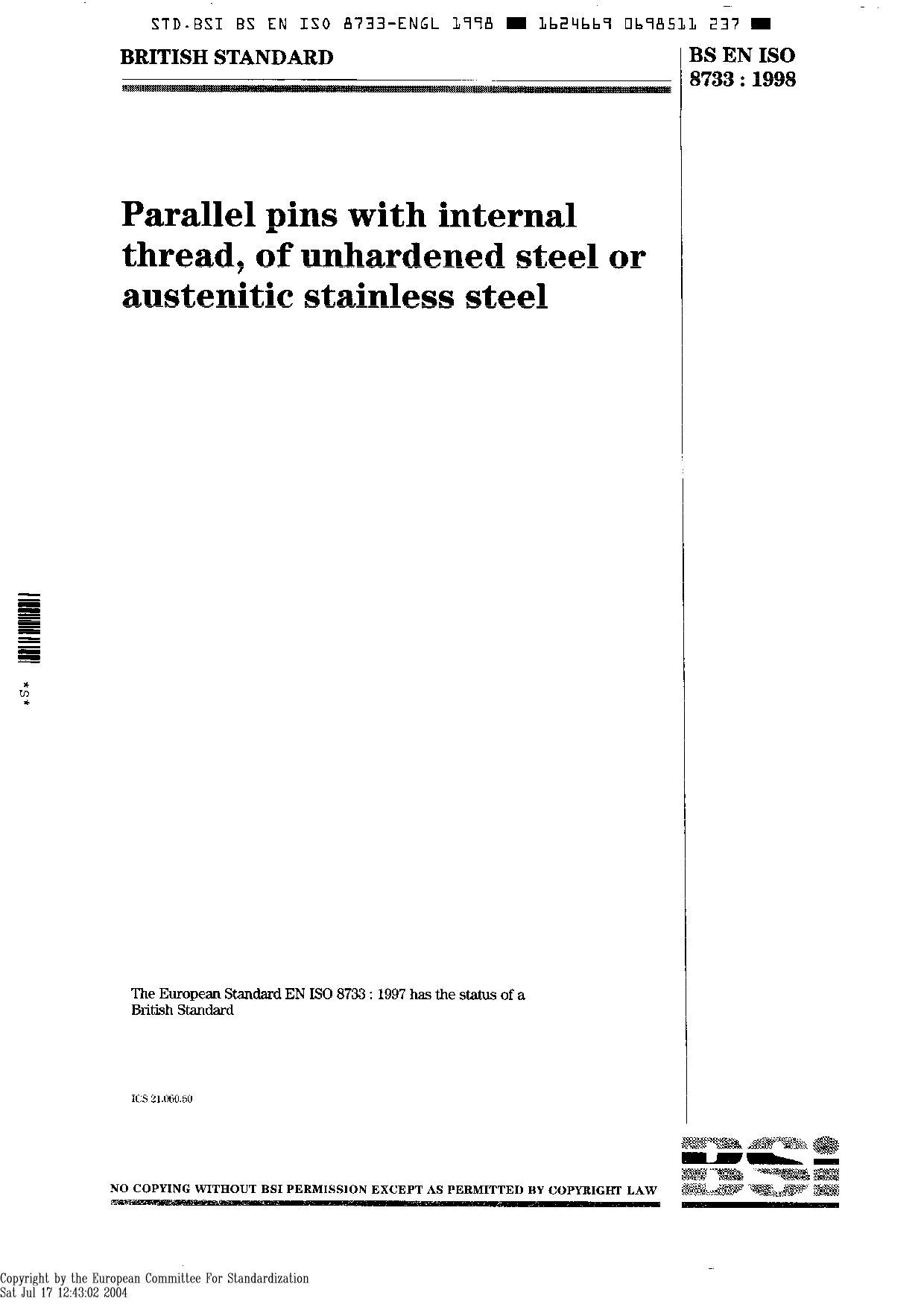 EN ISO 8733:1997封面图