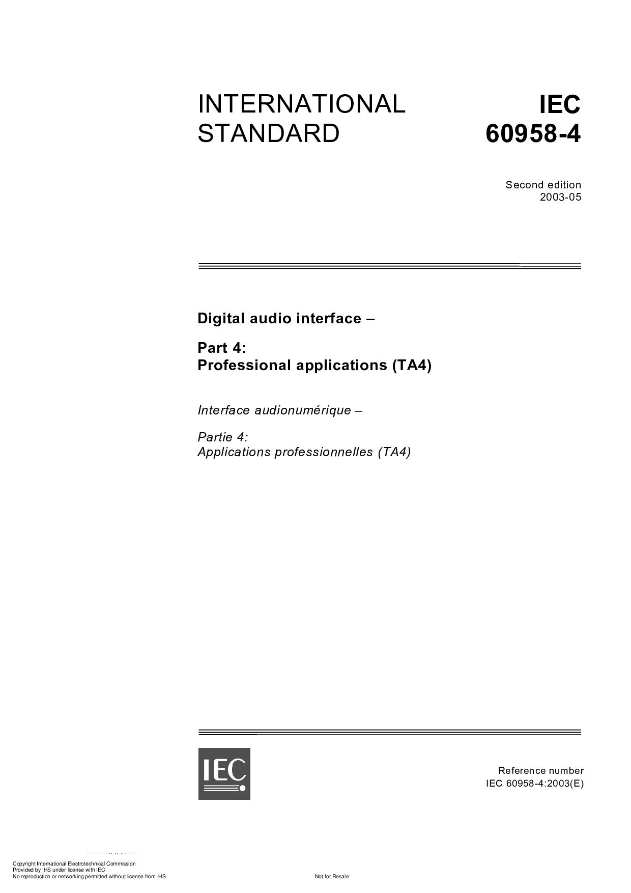 IEC 60958-4:2003封面图