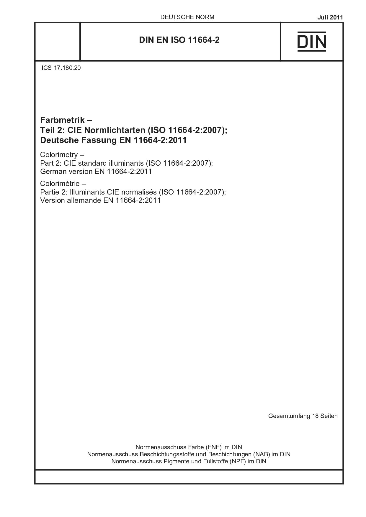 DIN EN ISO 11664-2:2011封面图
