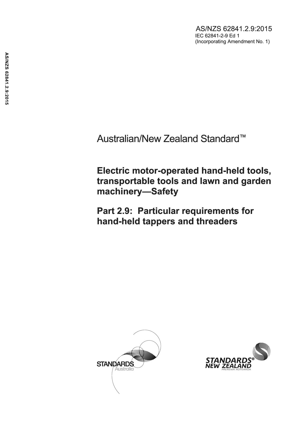 AS/NZS 62841.2.9:2015(R2016)封面图