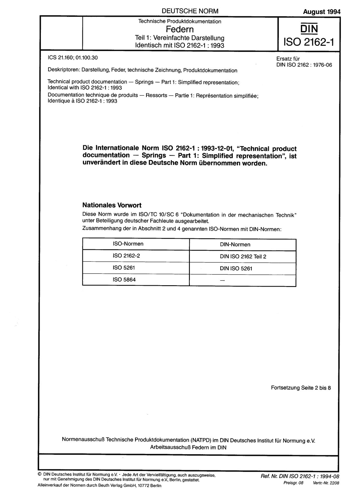 DIN ISO 2162-1:1994封面图