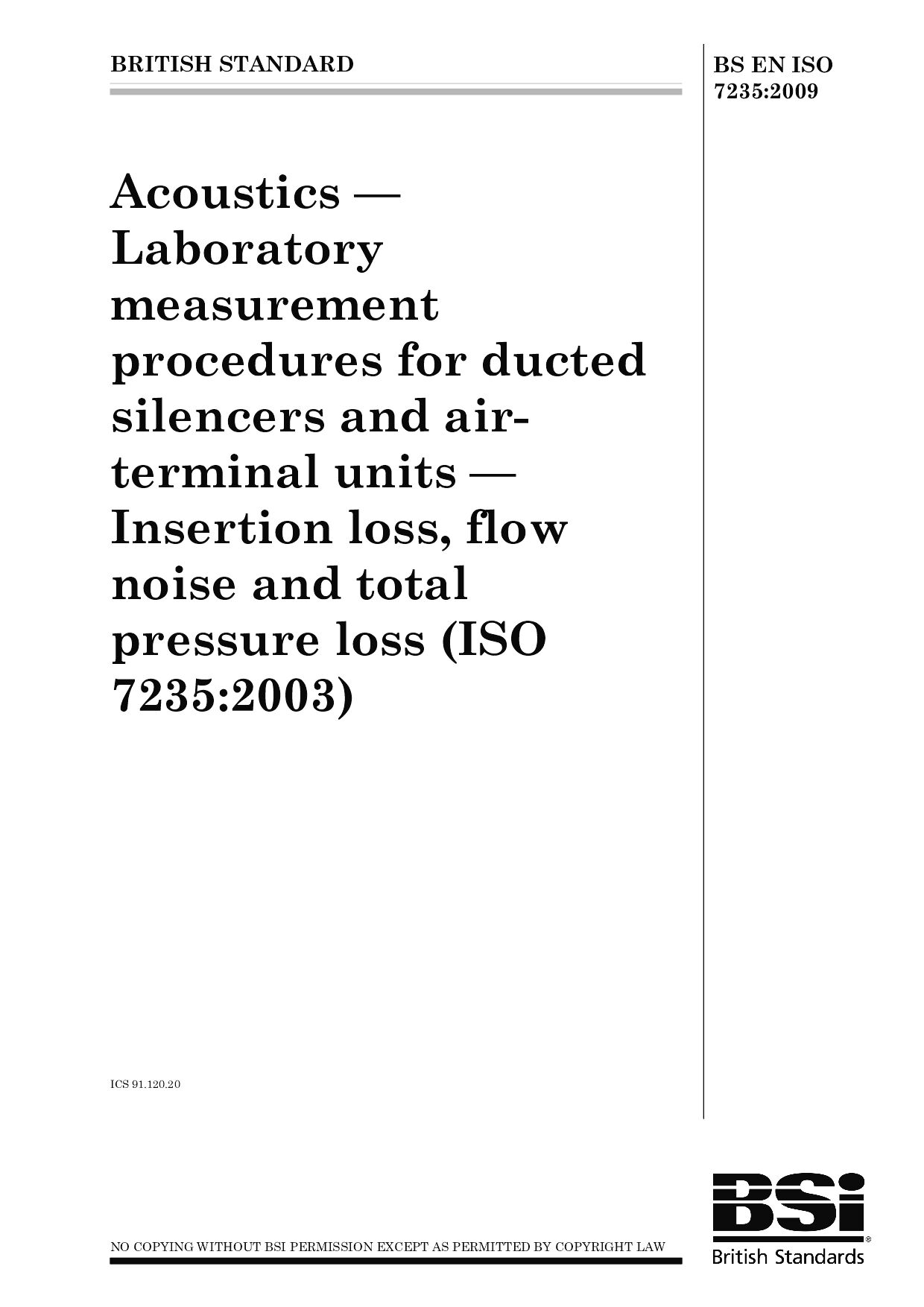 BS EN ISO 7235:2009封面图